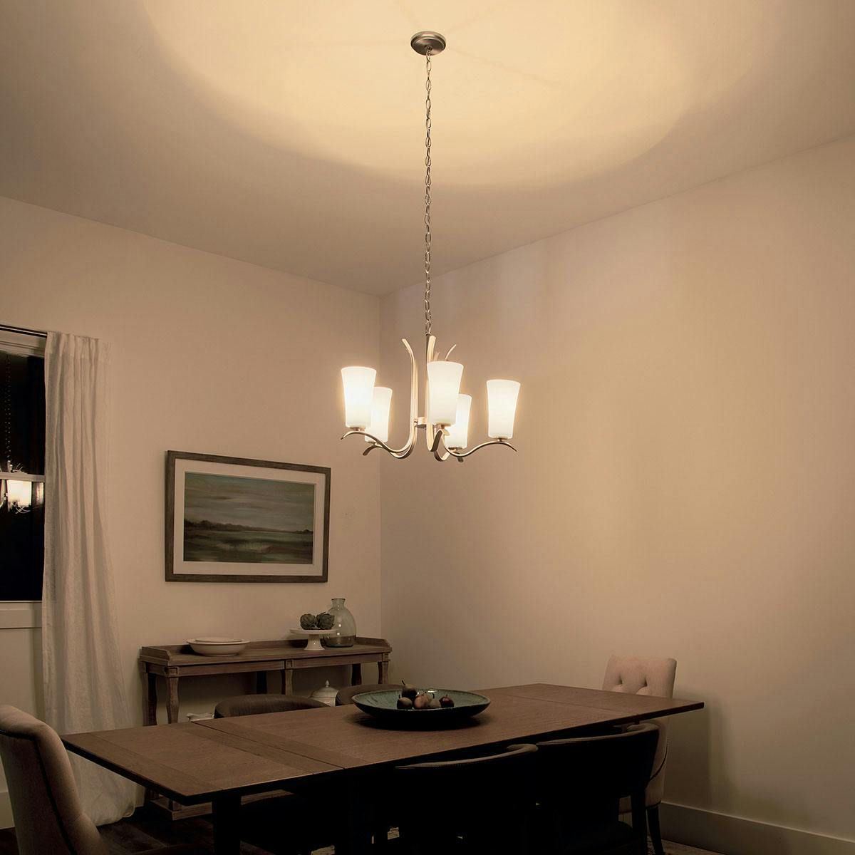 Night time dining room image featuring Armida chandelier 43074NI