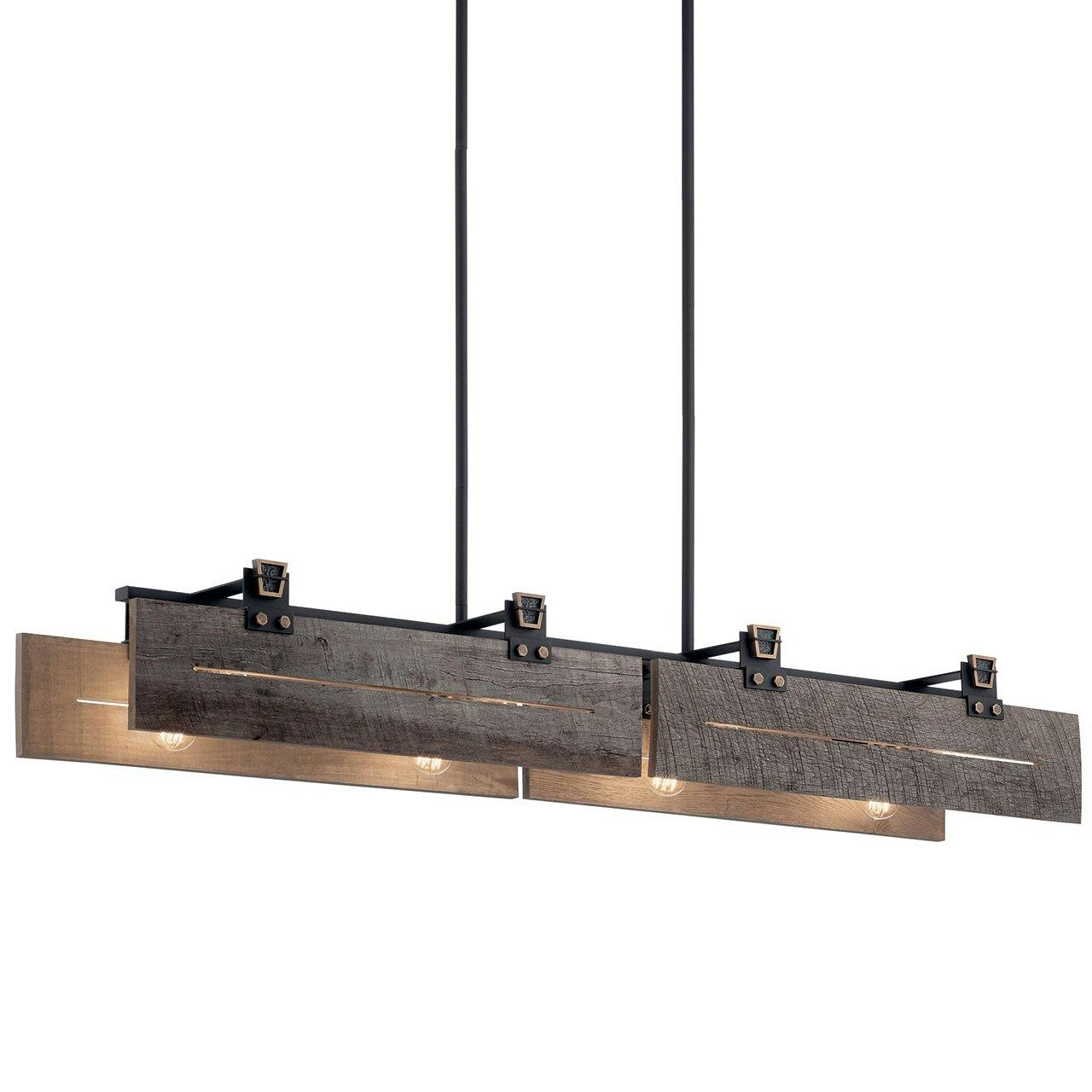 Ridgewood 59" Linear Chandelier in Black without the canopy on a white background