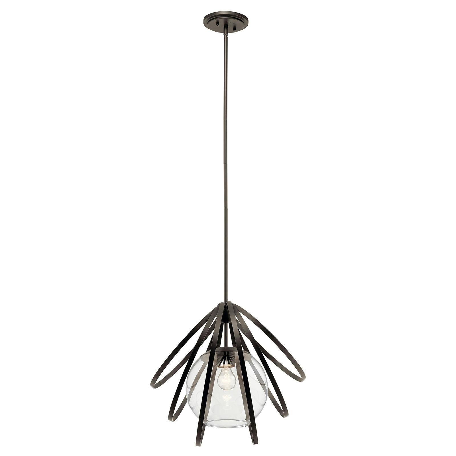 Profile view of the Kerti™ 18" 1 Light Pendant Olde Bronze® on a white background