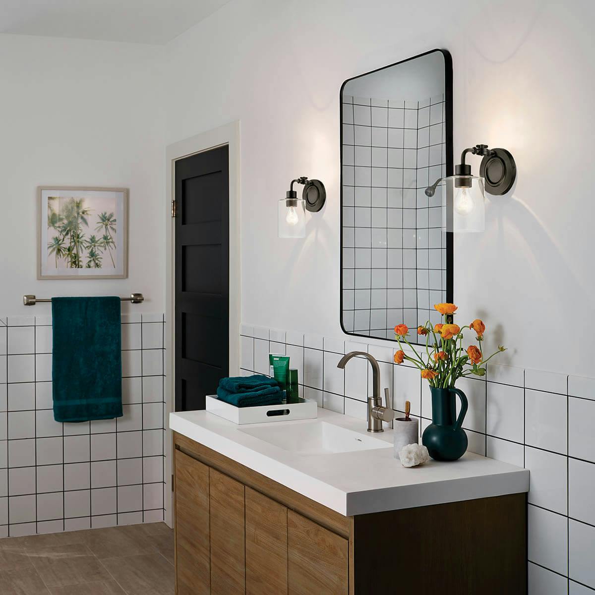 Day time Bathroom with Gunnison™ 5.5" 1 Light Vanity Light Black