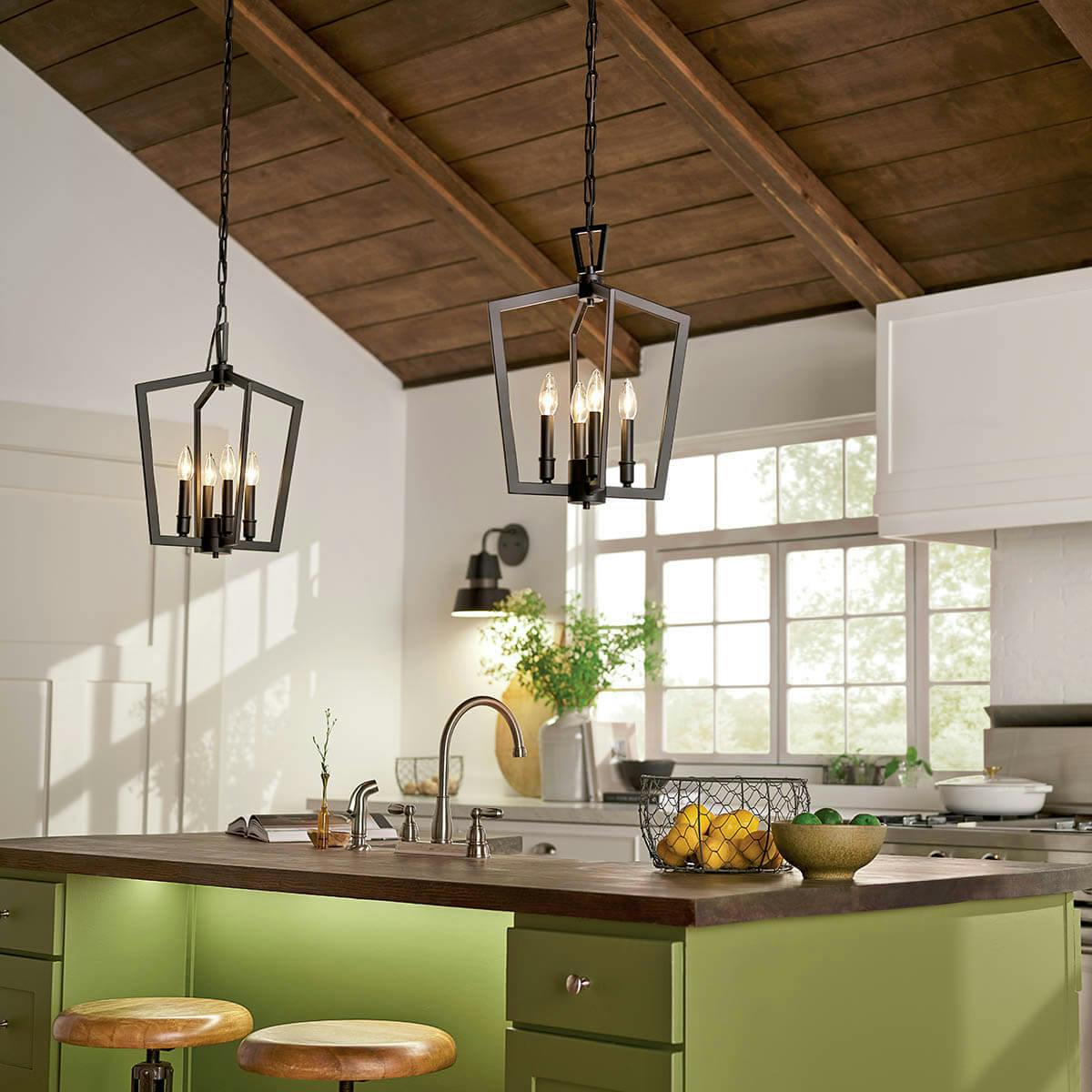 Day time Kitchen with Abbotswell™ 19" 4 Light Pendant Black