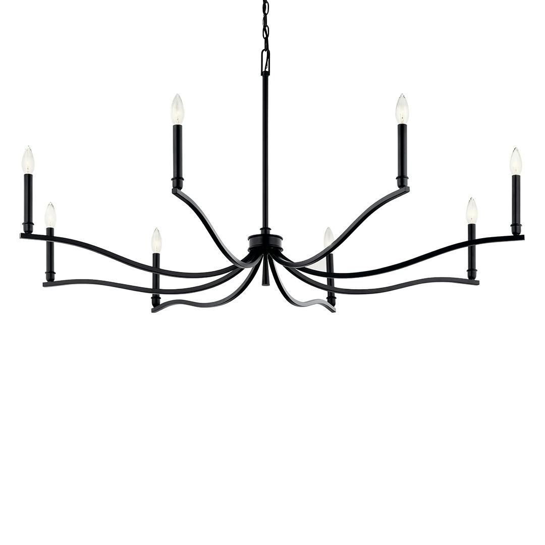 The Malene 52 Inch 8 Light Chandelier in Black on a white background