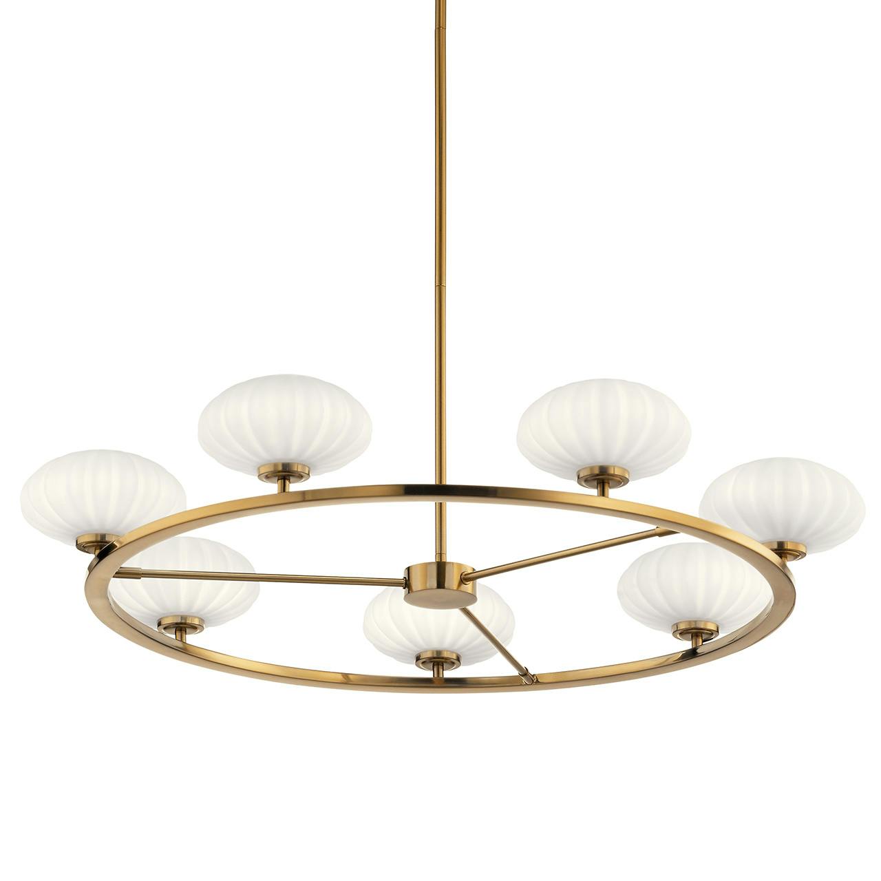 Pim 40" 7 Light Round Chandelier in Gold without the canopy on a white background