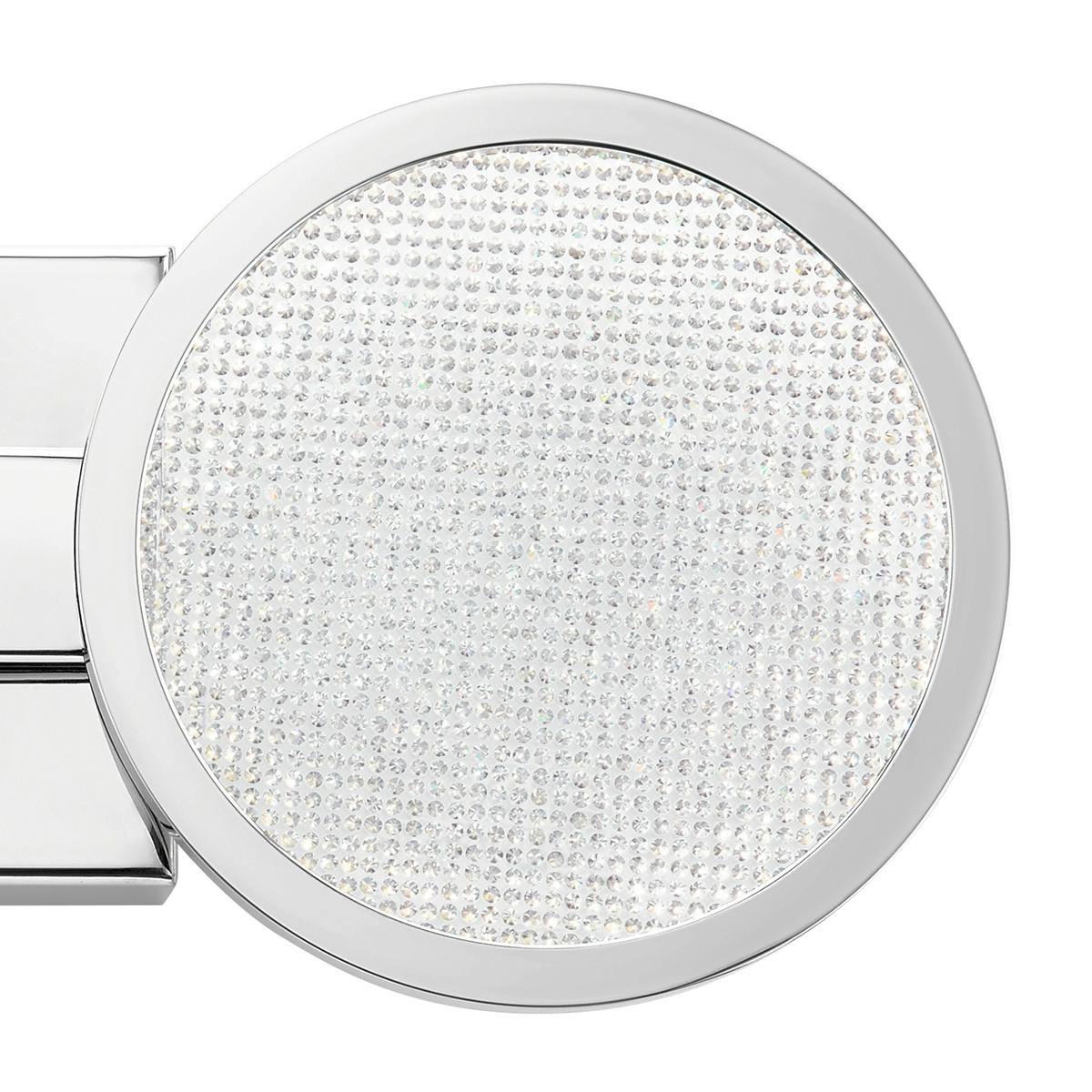 Close up view of the Delaine 3000K 2 Light Vanity Light Chrome on a white background