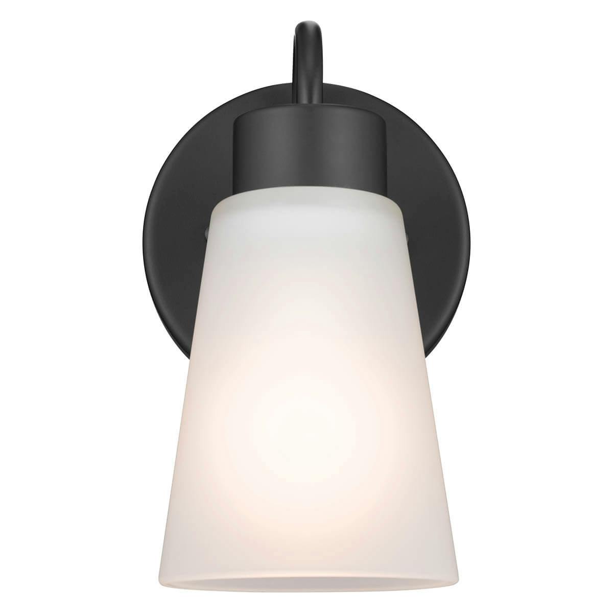 Front view of the Erma 4.25" 1 Light Wall Sconce Black on a white background
