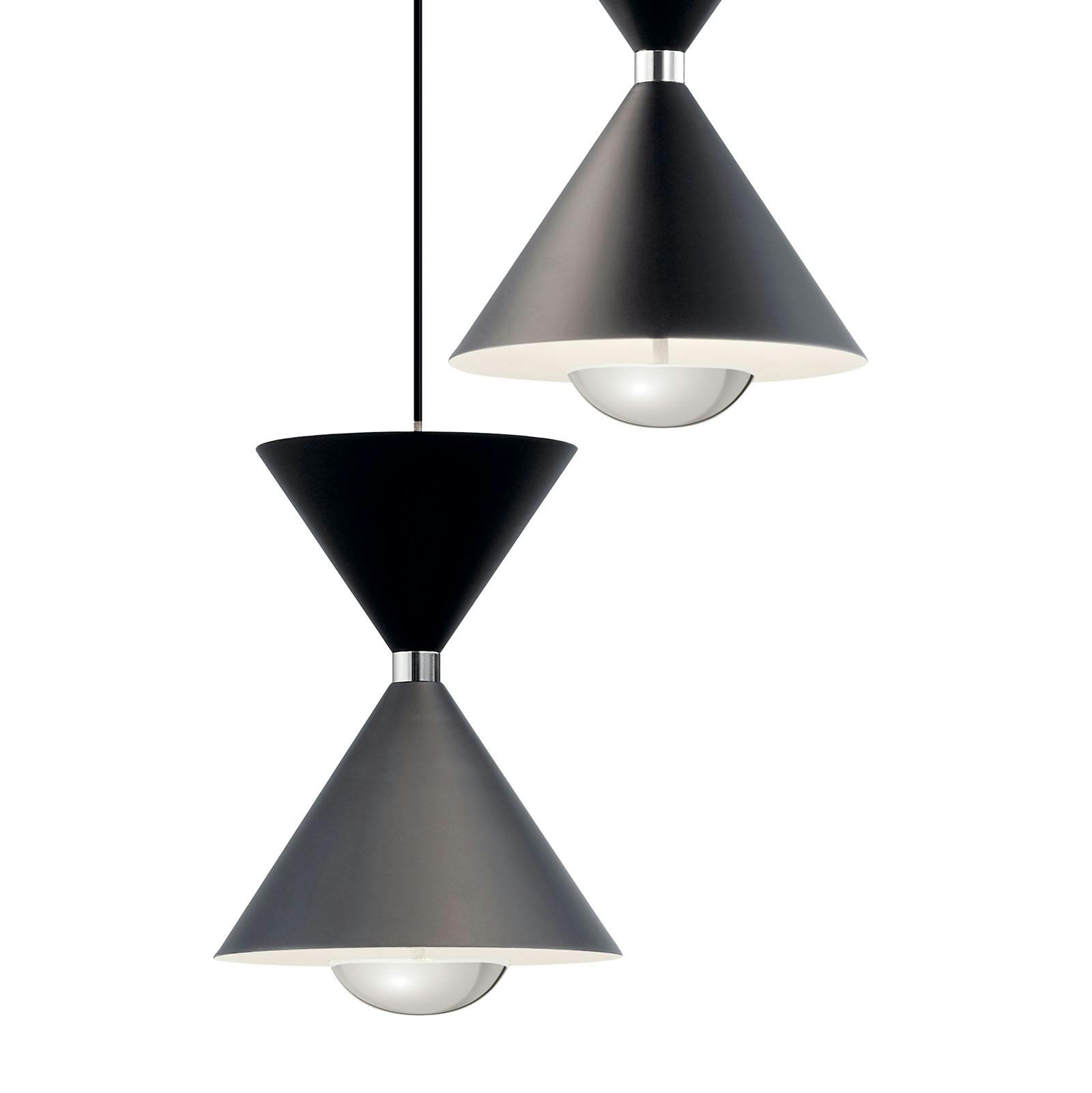 Close up view of the Kordan 3 Light Pendant Cluster Black on a white background