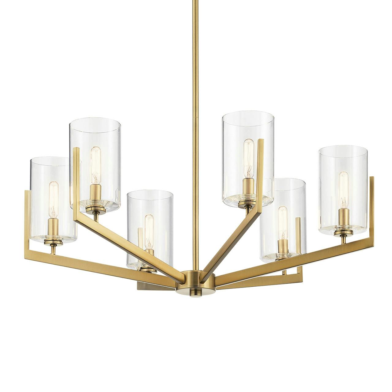 Nye 14.75" 6 Light Chandelier Brass without the canopy on a white background