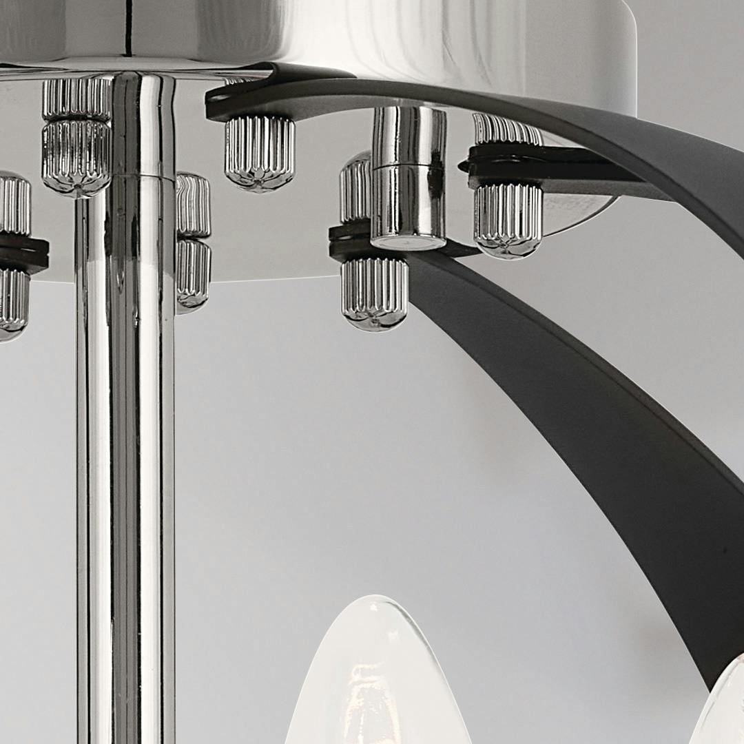 Close up the Cecil 17.75 Inch 4 Light Oval Flush in Polished Nickel and Black