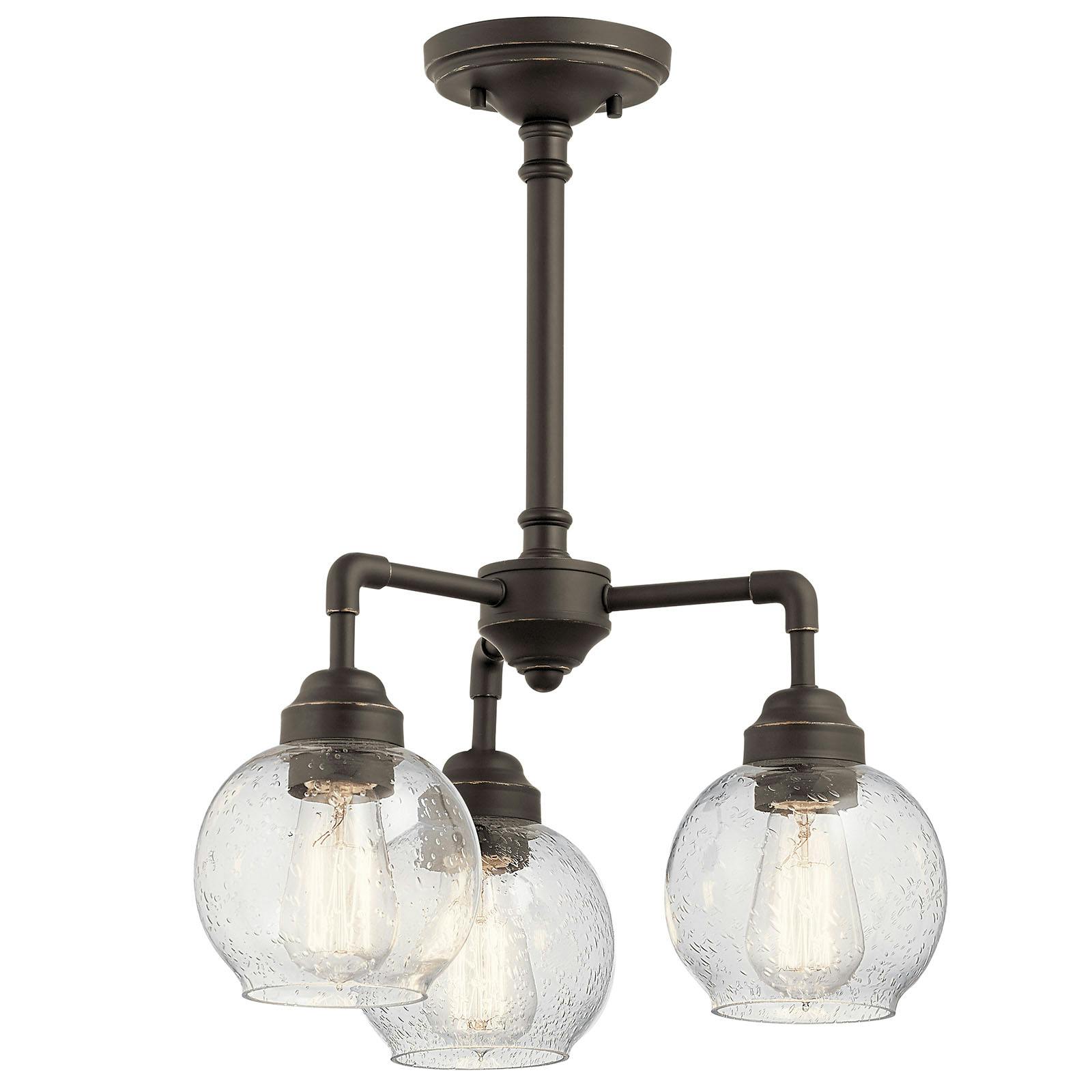 Niles 3 Light Chandelier Olde Bronze® shown as a semi-flush on a white background