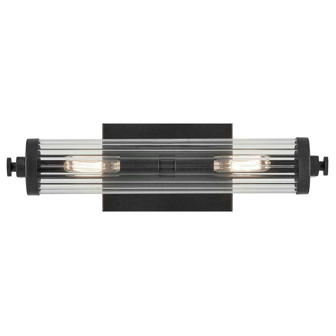 Front view of the Azores 16" 2-Light Wall Sconce in Black on a white background