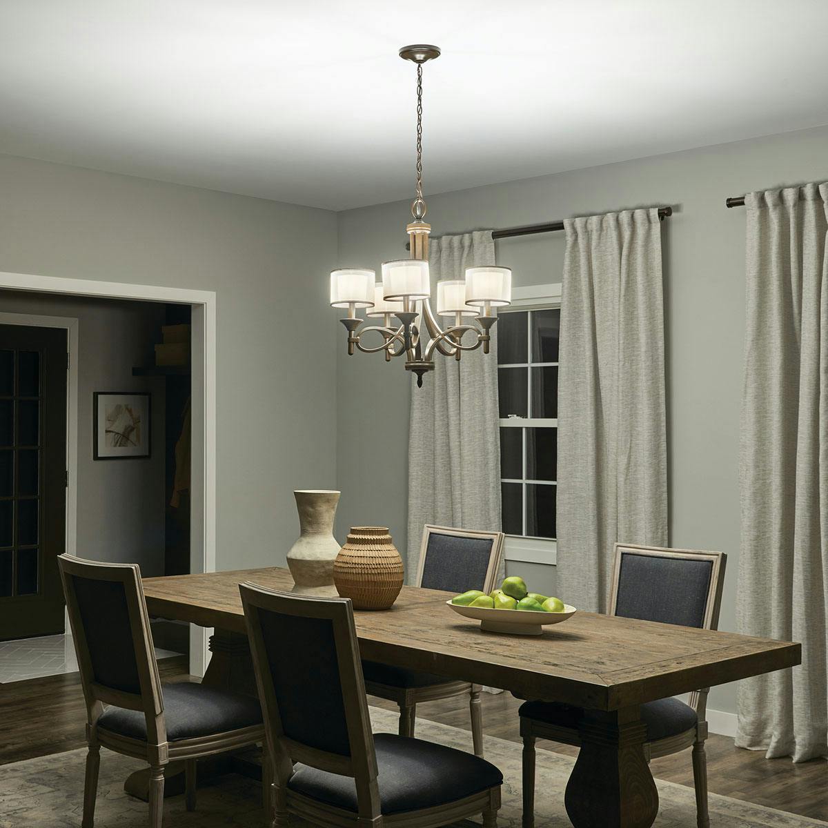 Night time dining room image featuring Lacey chandelier 42381MIZ