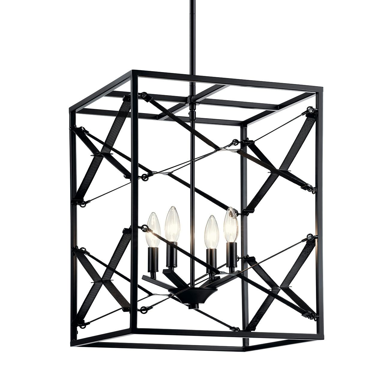 Sevan™ 4 Light Foyer Pendant Black without the canopy on a white background