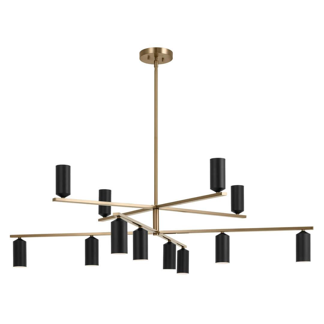 Gala 55.75 Inch 12 Light Chandelier in Champagne Bronze with Black on a white background