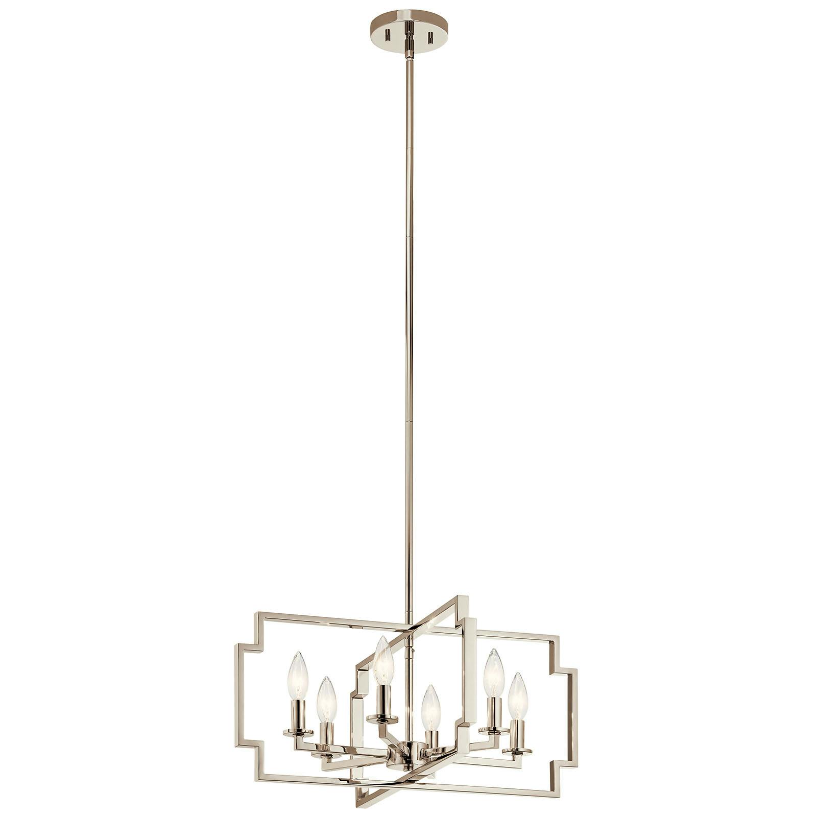 Downtown Deco 6 Light Chandelier Nickel on a white background