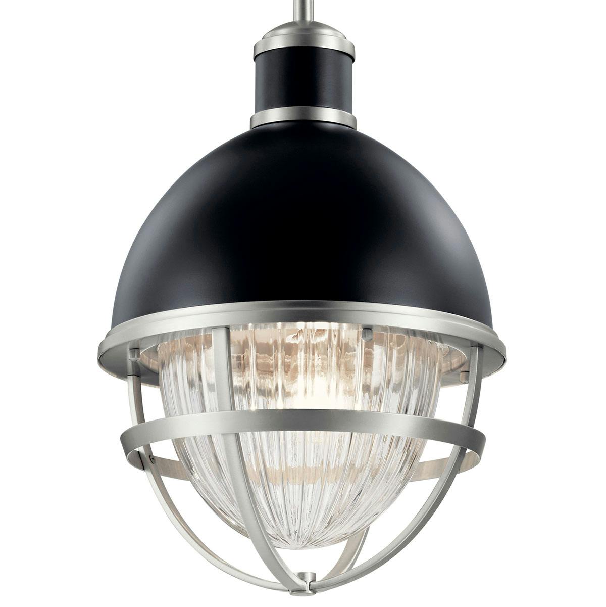 Close up view of the Tollis 18" 1 Light Hanging Pendant Black on a white background