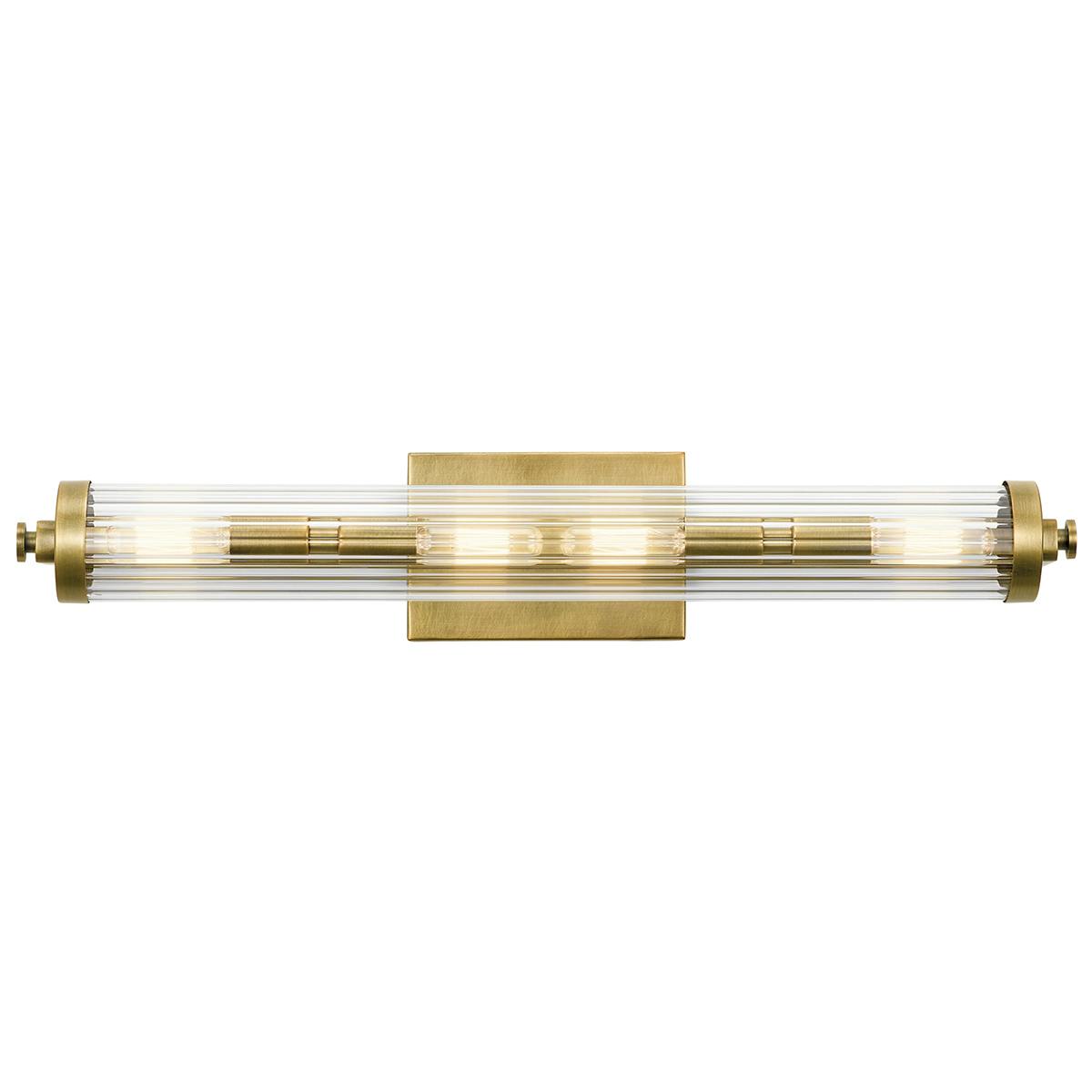 Front view of the Azores 24.75" Linear Vanity Light Brass on a white background