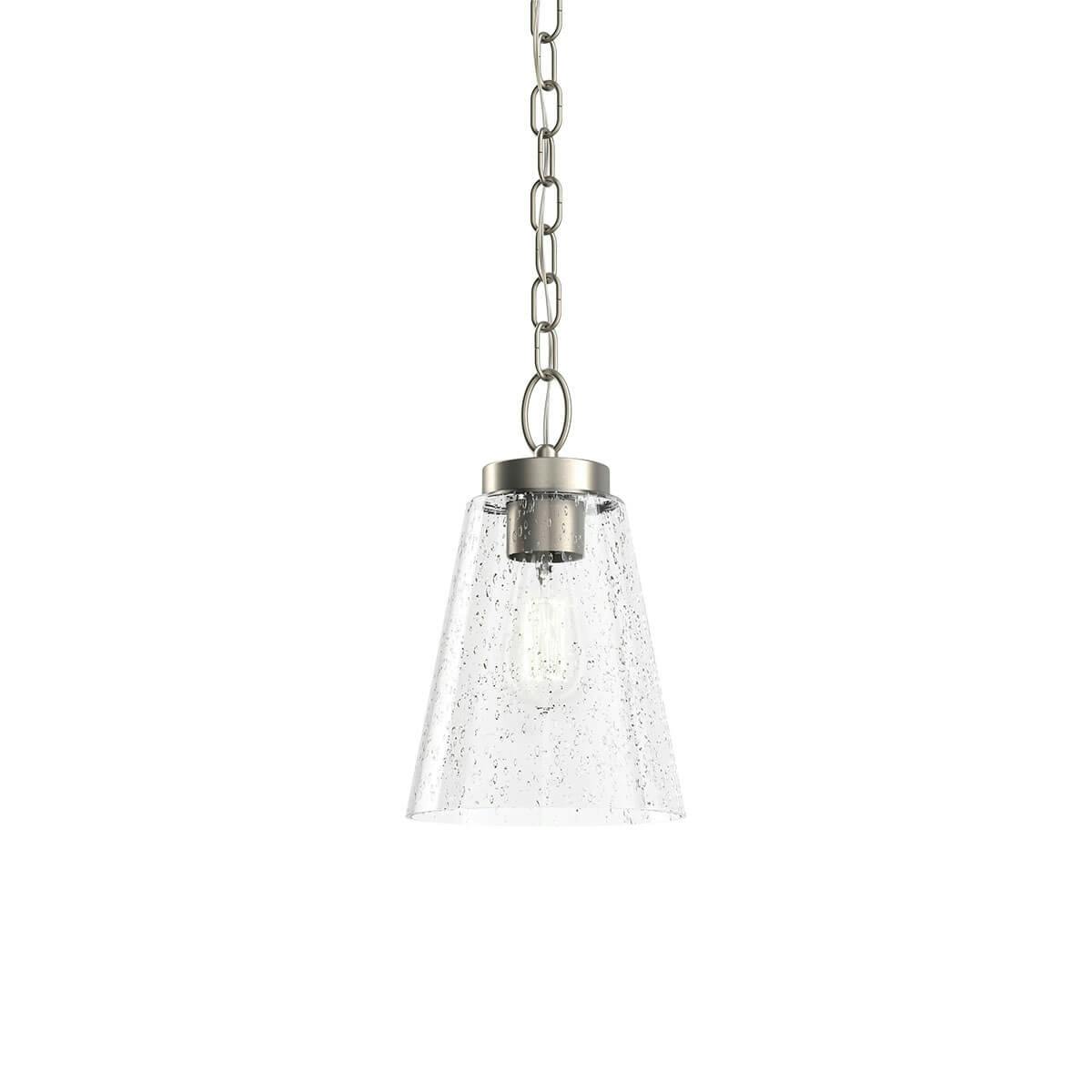 Roycroft 1 Light Pendant Brushed Nickel without the canopy on a white background