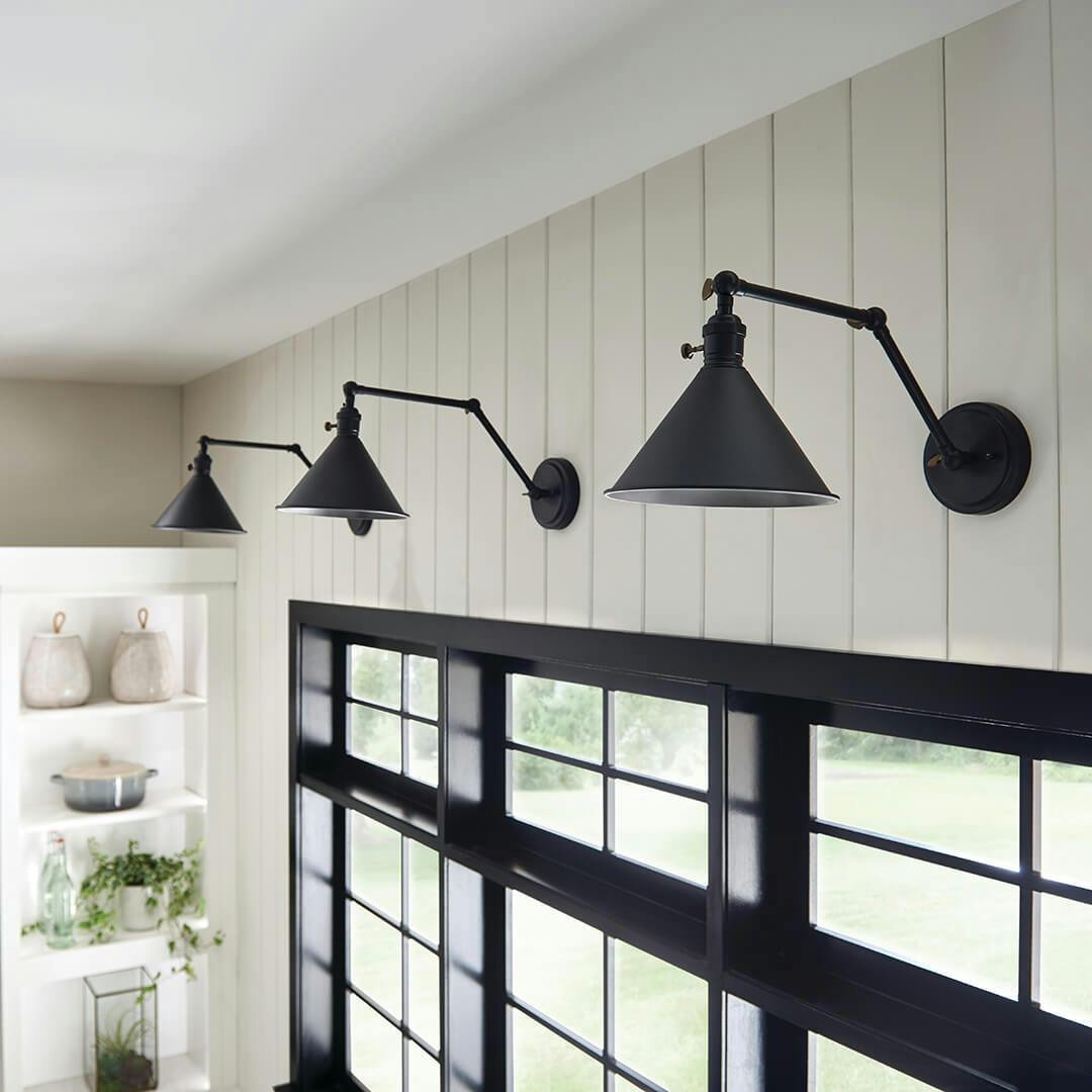 Day time kitchen with Ellerbeck™ 1 Light Wall Sconce Black