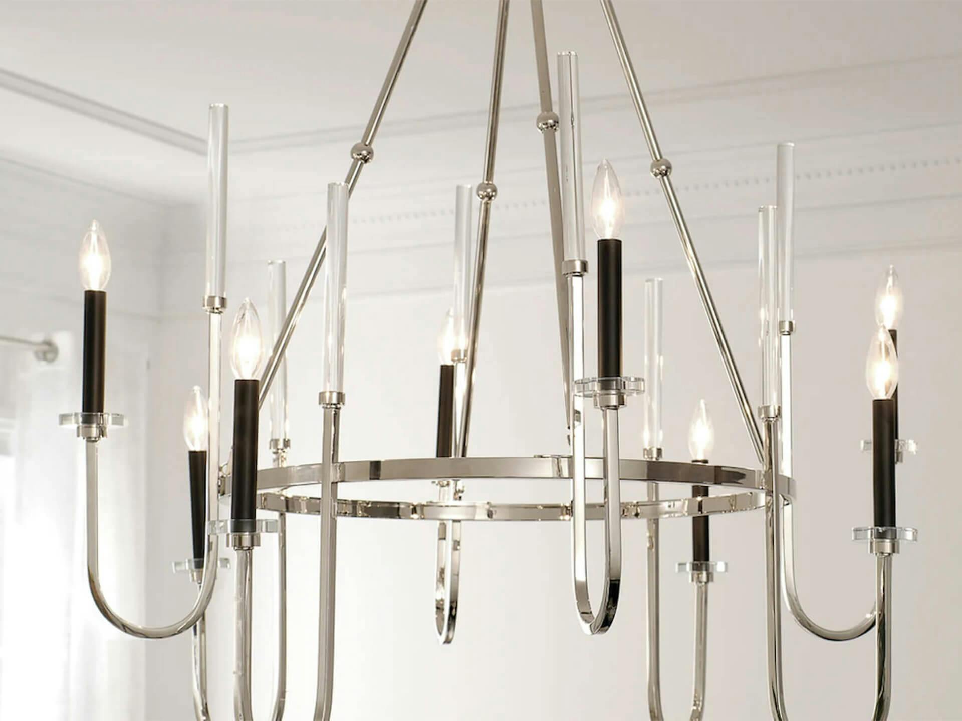 Close-up of Kadas chandelier in a white room