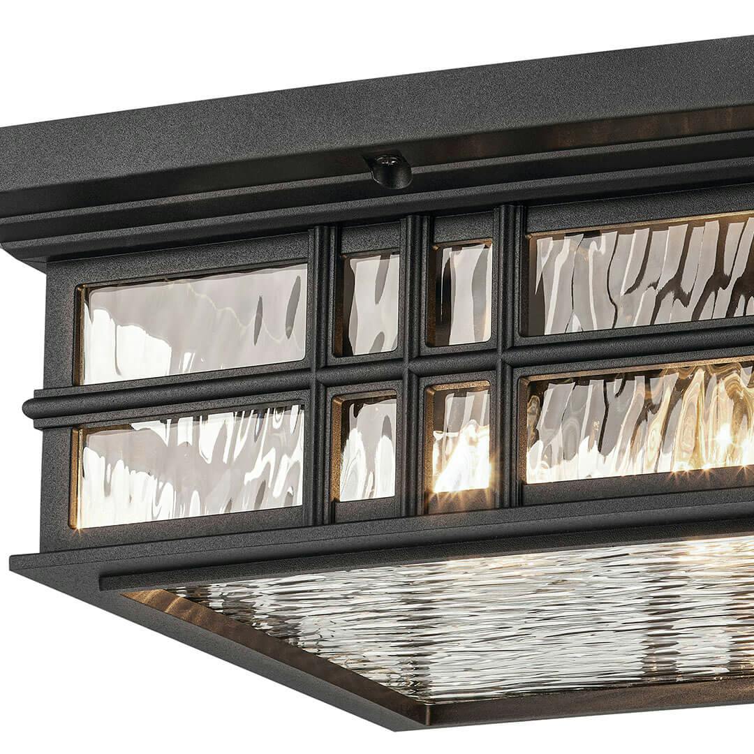 Close up view of the Beacon Square 12" 2-Light Outdoor Ceiling Light in Textured Black