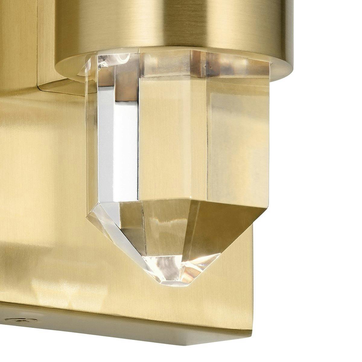 Close up view of the Arabella 3000K LED 2 Light Sconce Gold on a white background