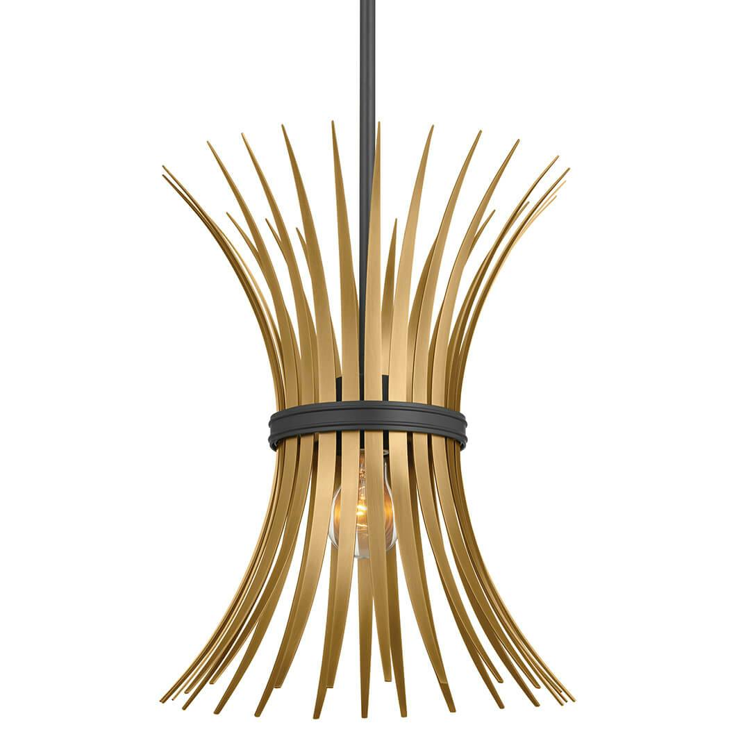 Baile 1 Light Mini Pendant Natural Brass and Black on a white background