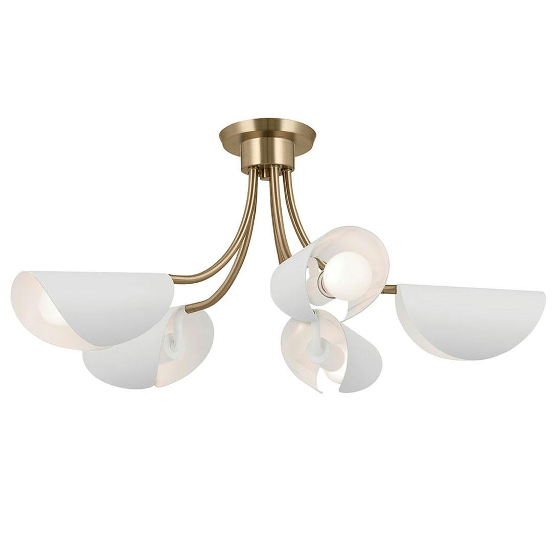 Arcus 29.25 Inch 5 Light Convertible Chandelier in Champagne Bronze with White on a white background