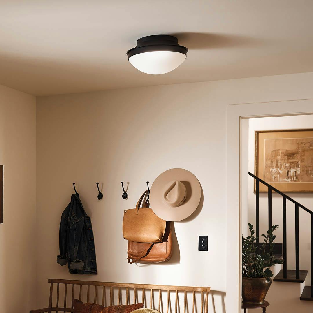 Day time entryway with Bretta 13.5" 2 Light Flush Mount Black 