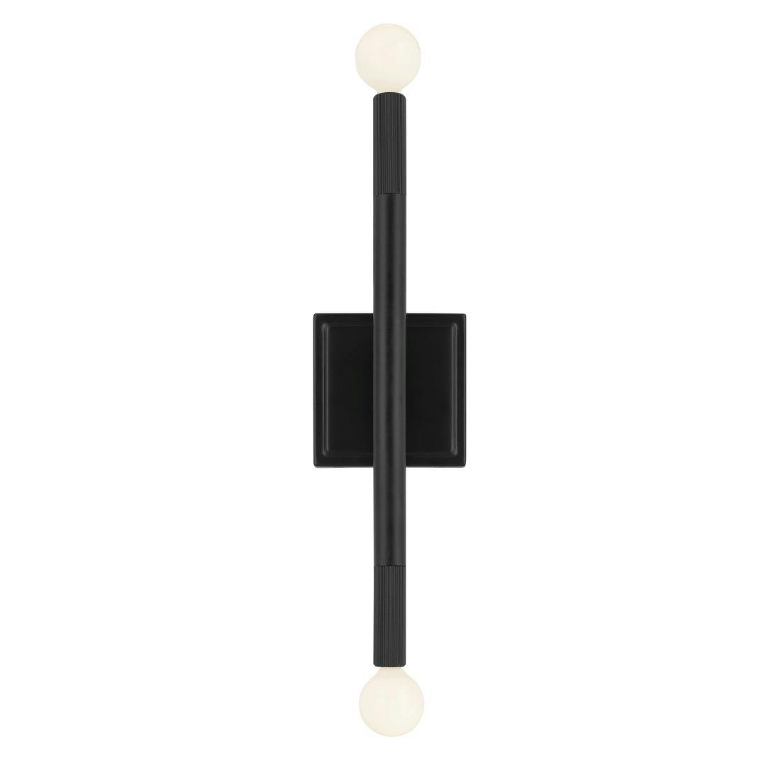Front view of the Odensa 17 Inch 2 Light Wall Sconce in Black on a white background