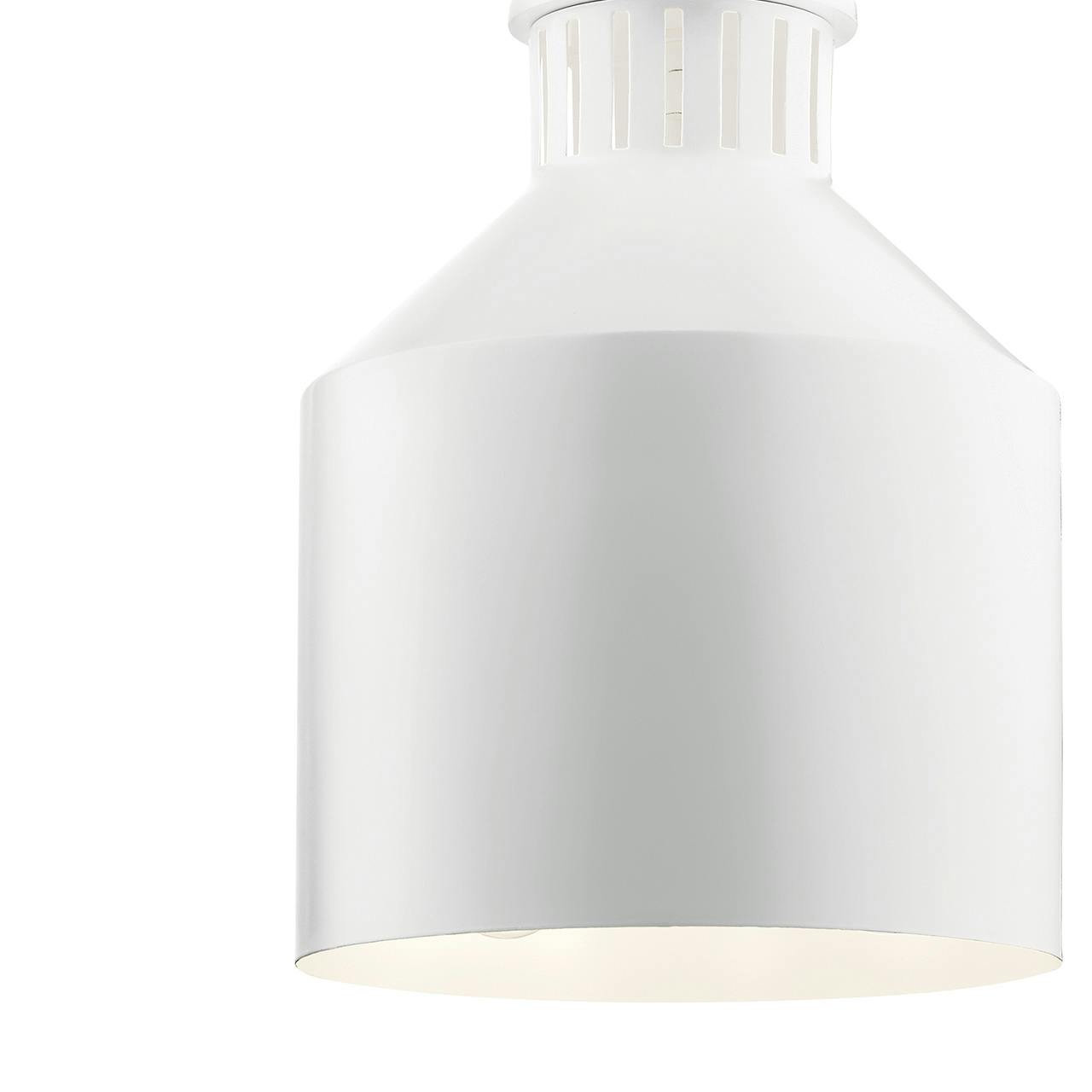 Close up view of the Montauk 3 Light Pendant in White on a white background
