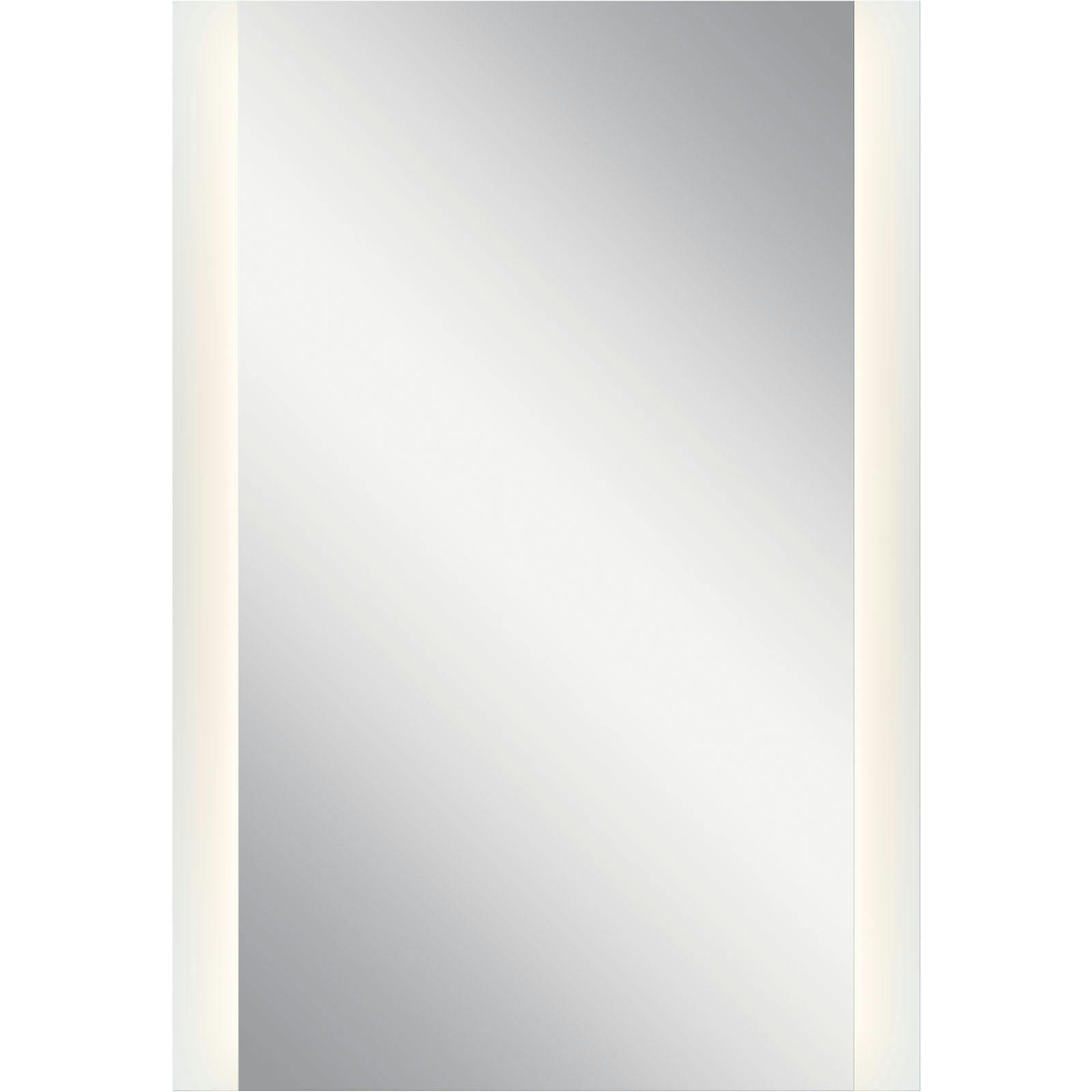 39" x 27" Rectangular LED Backlit Mirror hung vertically on a white background
