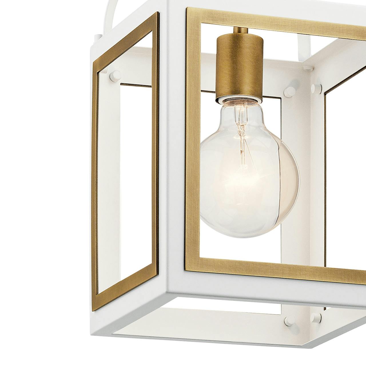 Close up view of the Vath 8" 1 Light Foyer White & Brass on a white background
