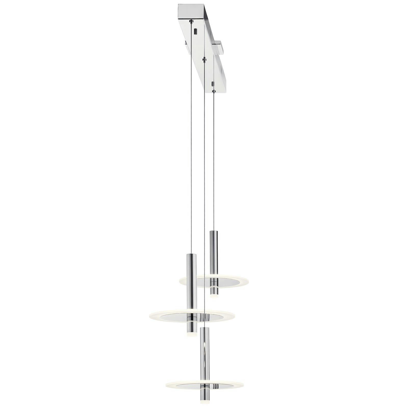 Profile view of the Korfu™ Linear Pendant Cluster Chrome on a white background