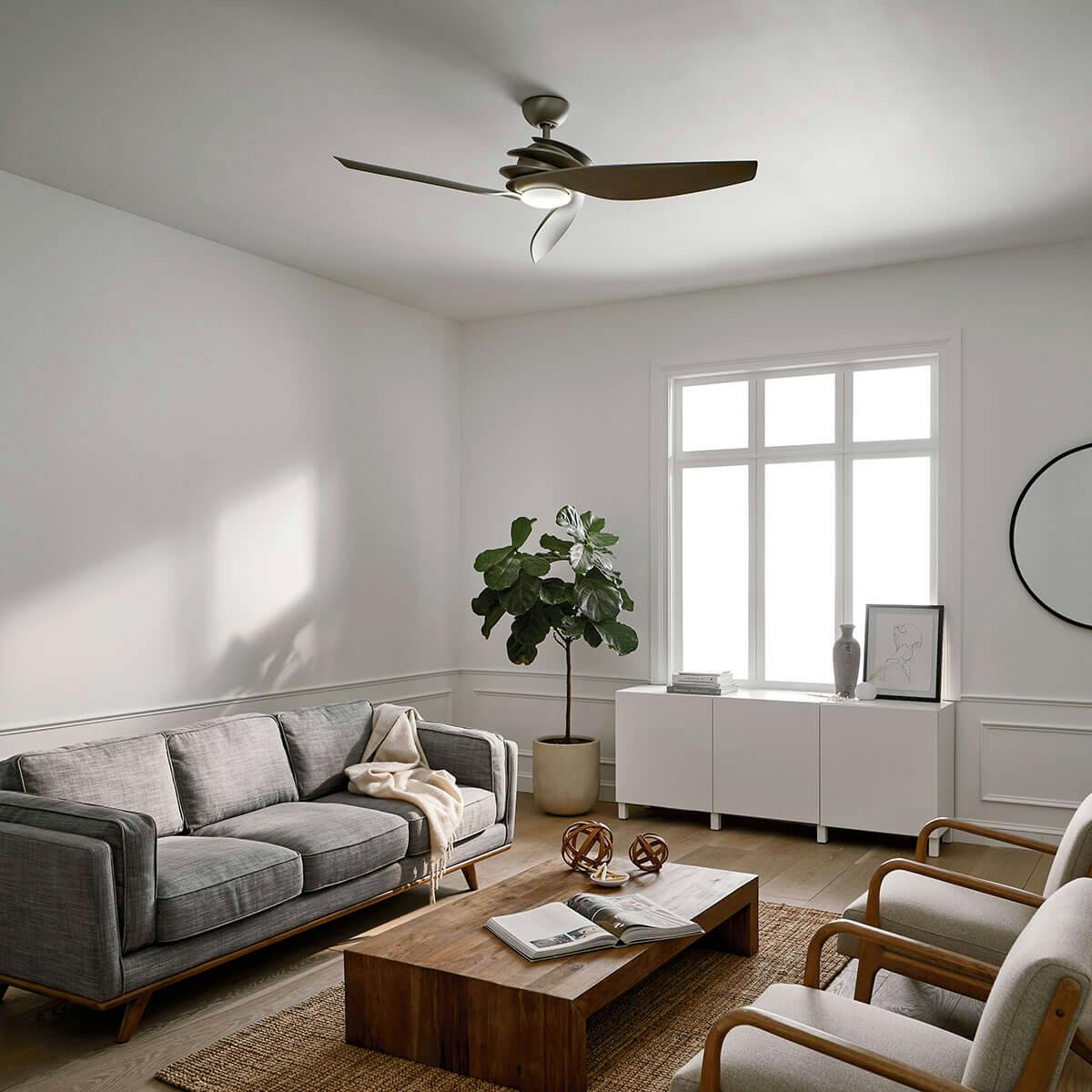 Day time living room image featuring Spyra ceiling fan 300700AP