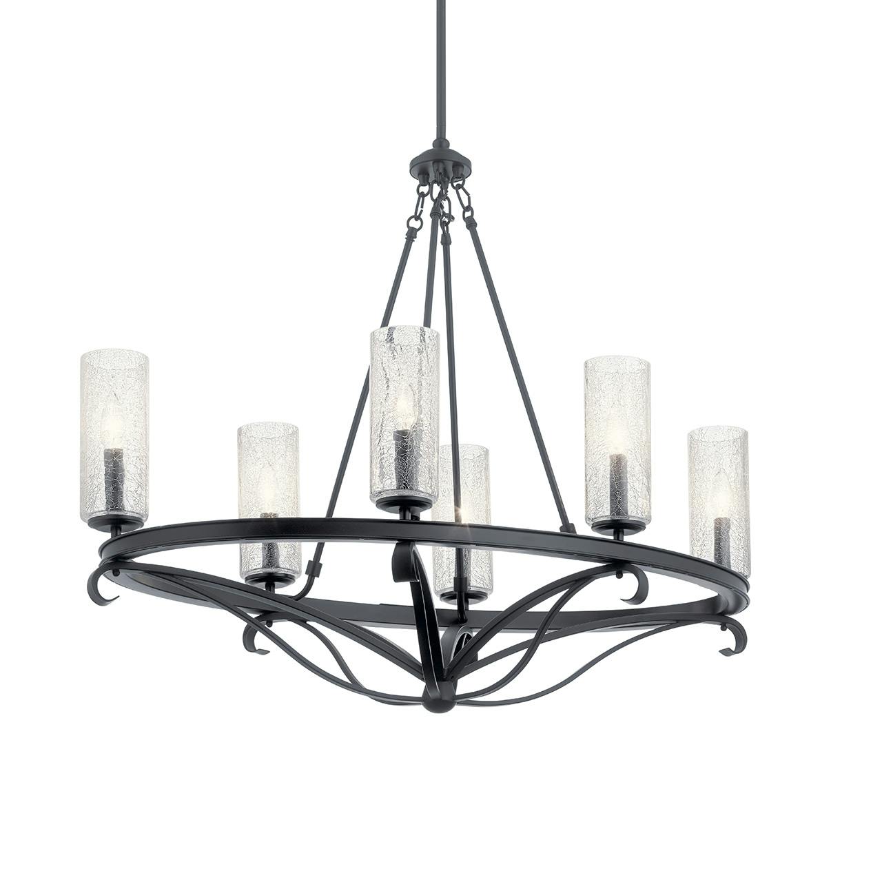 Krysia™ 6 Light Oval Chandelier Black without the canopy on a white background