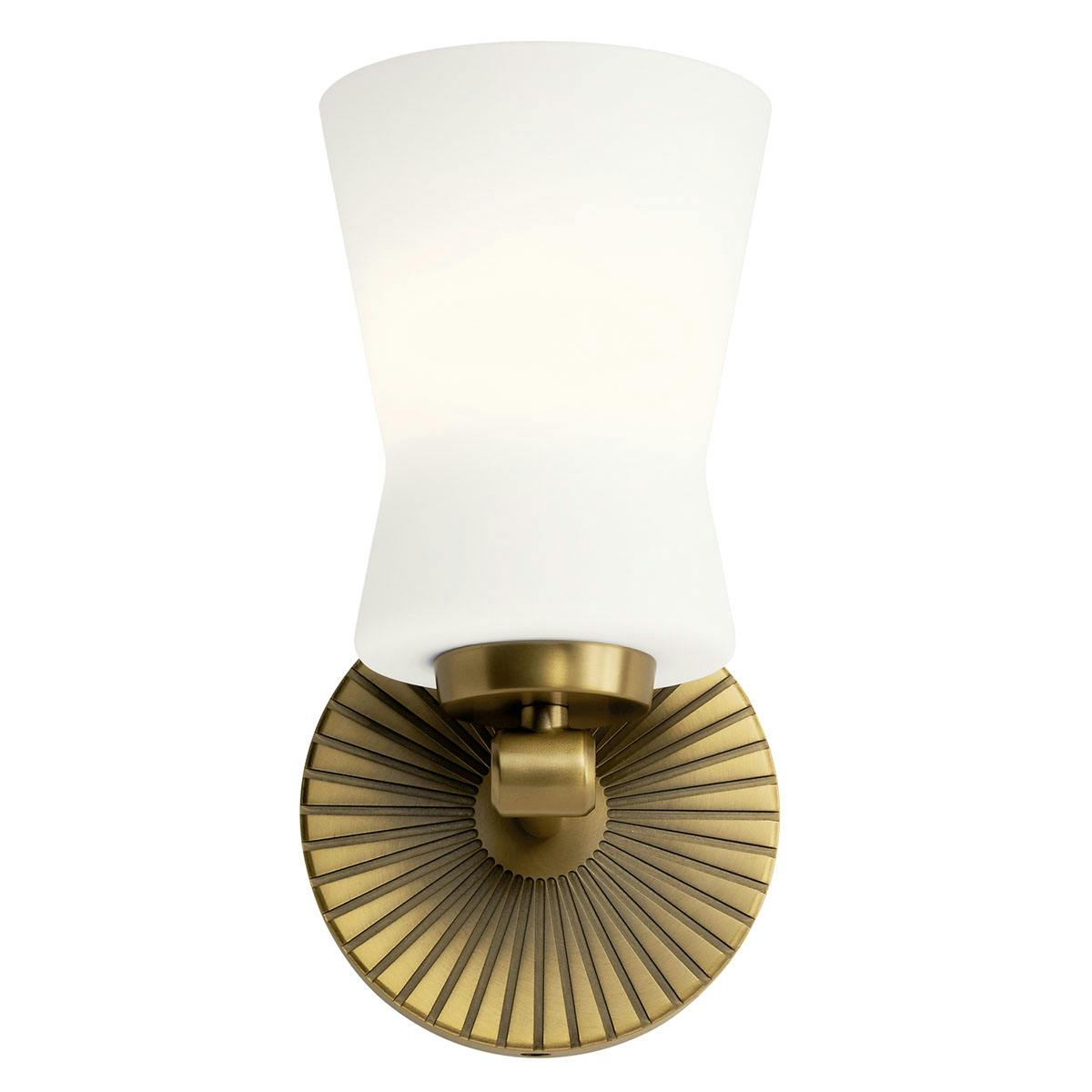 Front view of the Brianne 9.5" 1 Light Sconce Brass on a white background