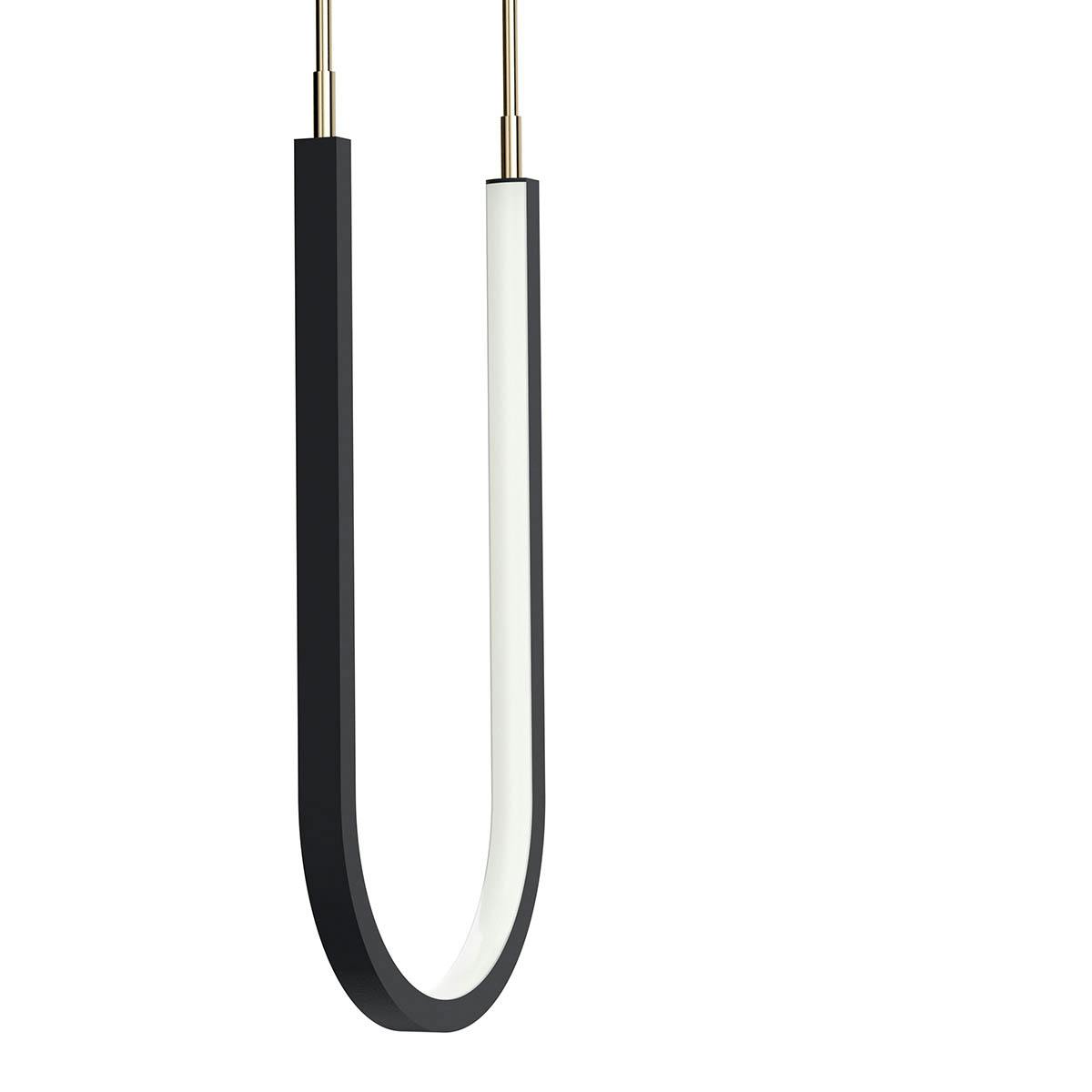Close up of Wayan 23.75" 3 Light LED Linear Pendant Cluster Matte Black on a white background