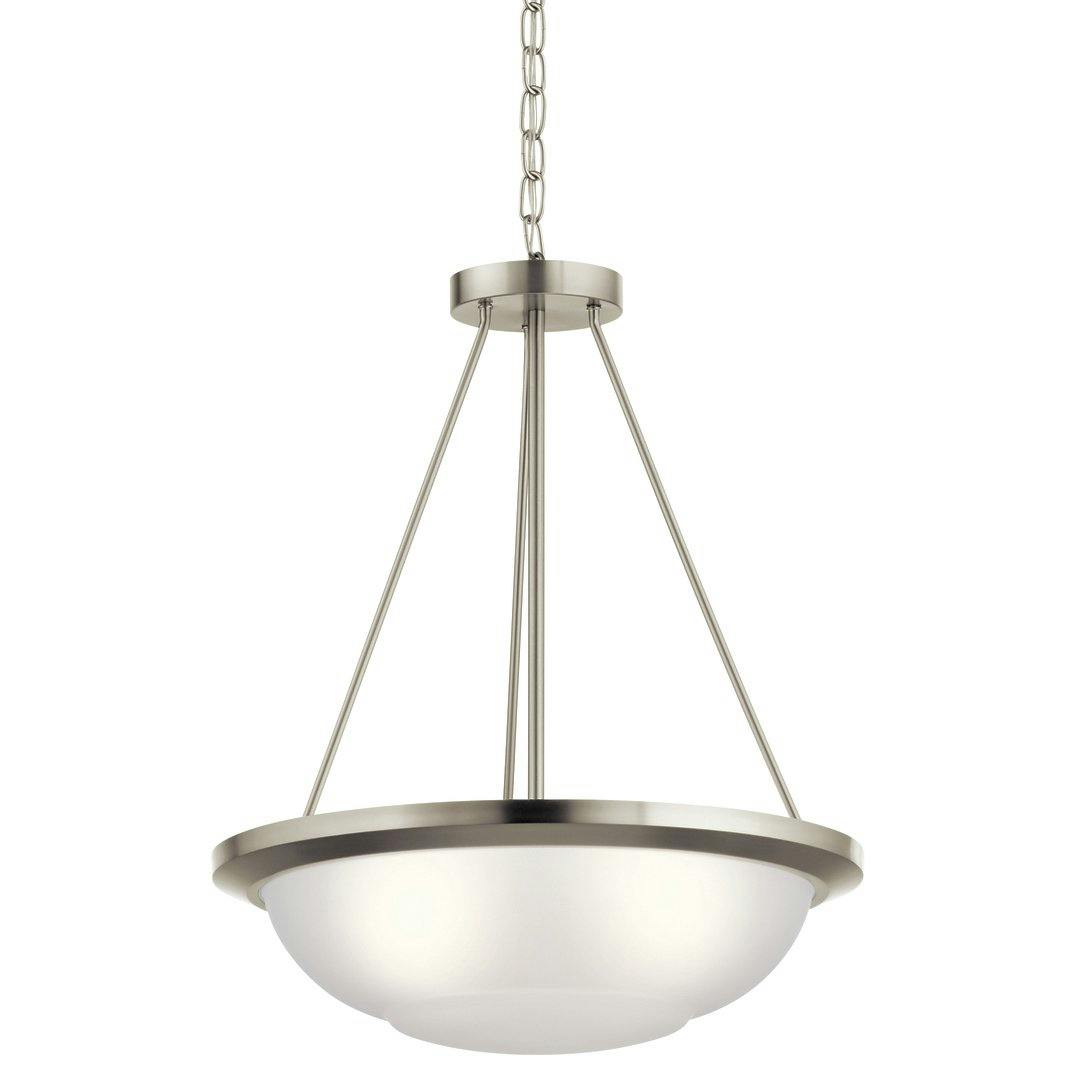 Ritson 3 Light Inverted Pendant Nickel on a white background