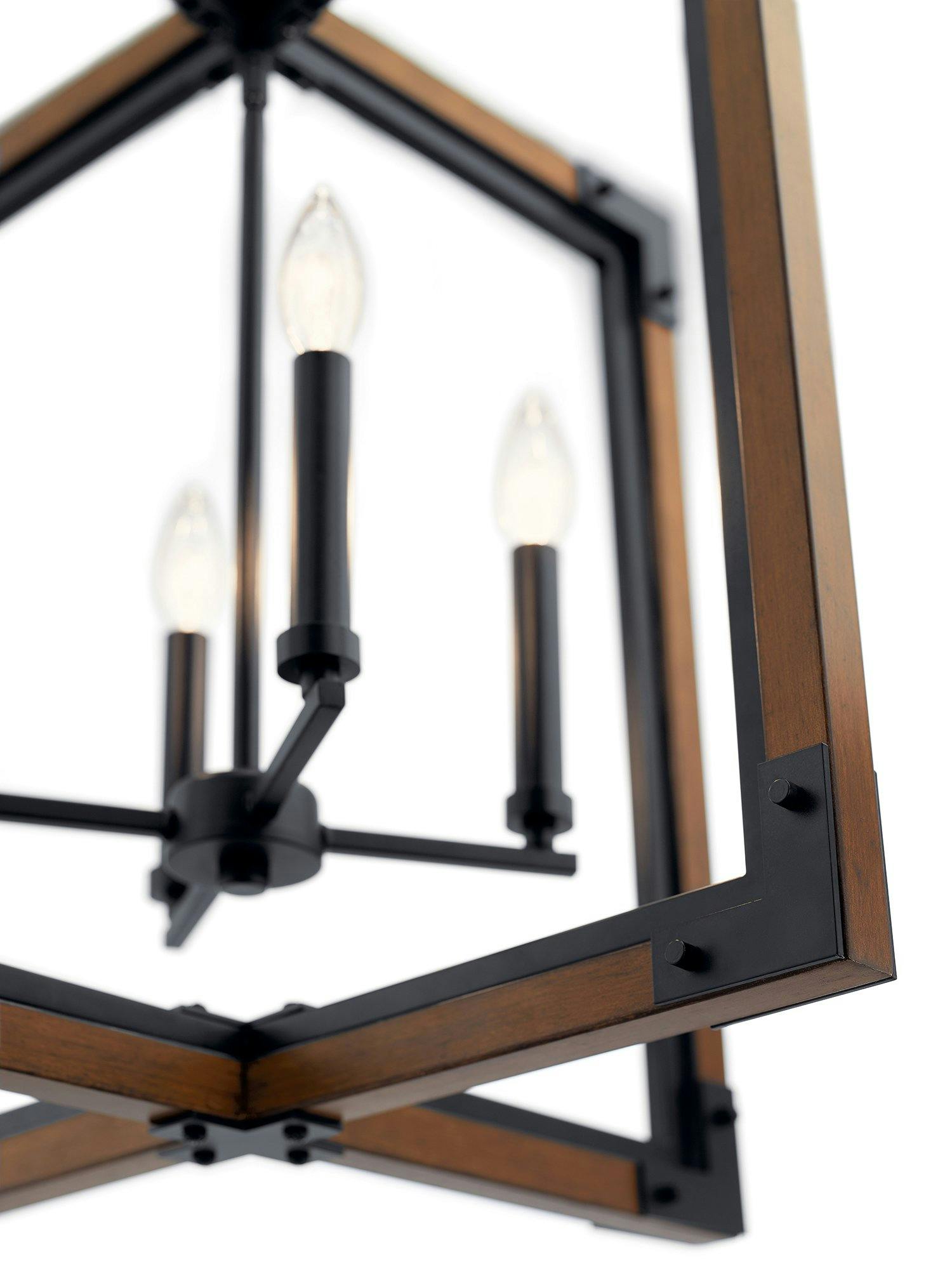 Close up view of the Marimount™ 4 Light Pendant Auburn Stained on a white background