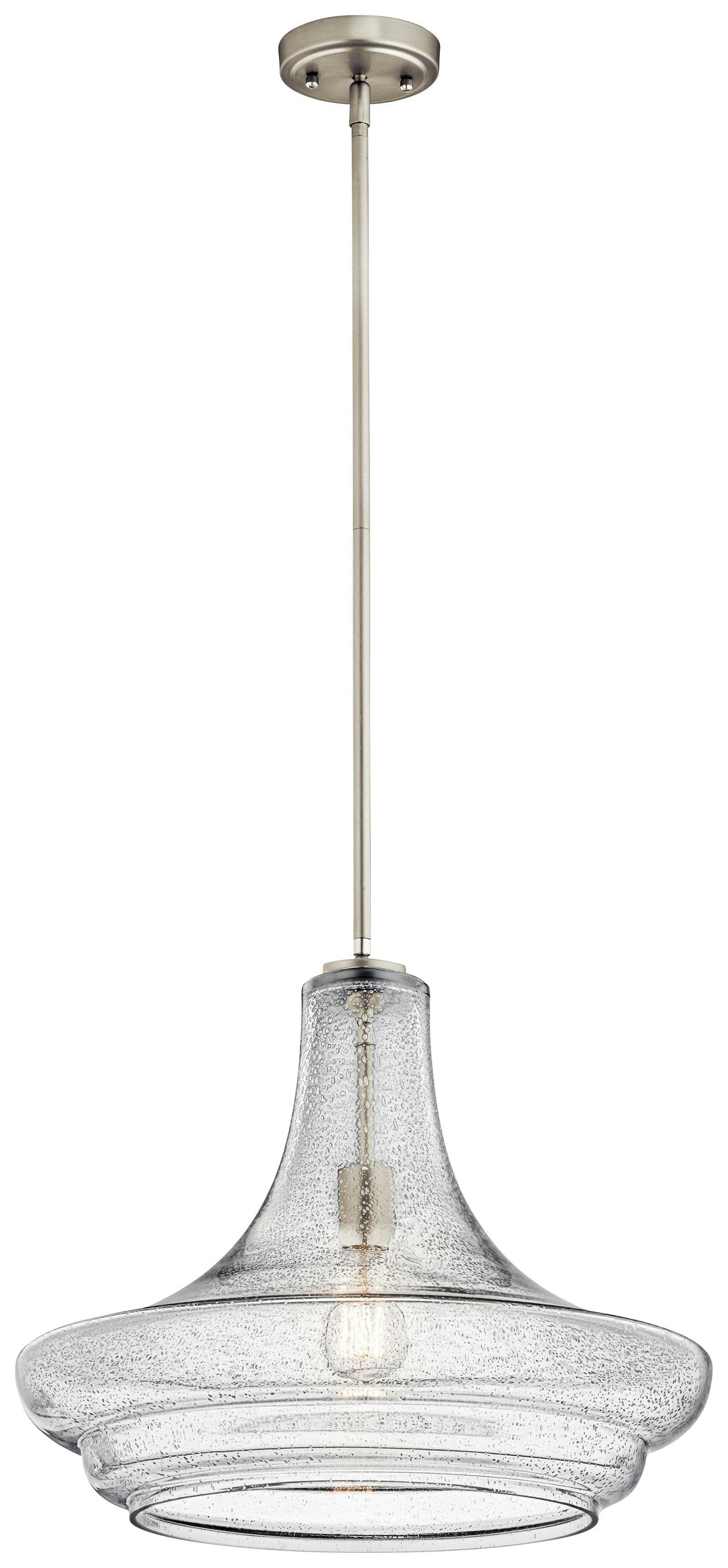 Everly 1 Light Pendant in Nickel on a white background