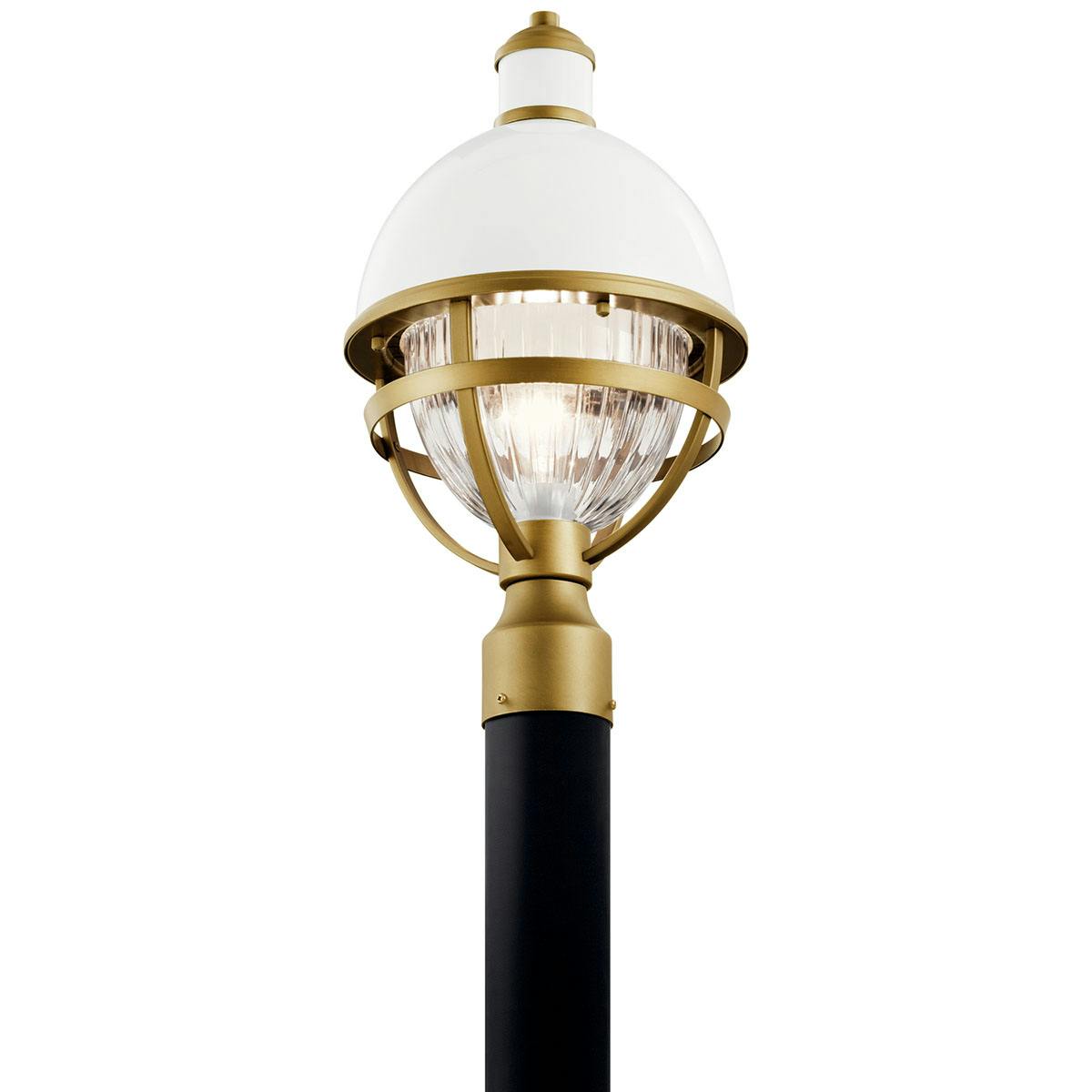 Tollis 1 Light Post Light White and Brass on a white background