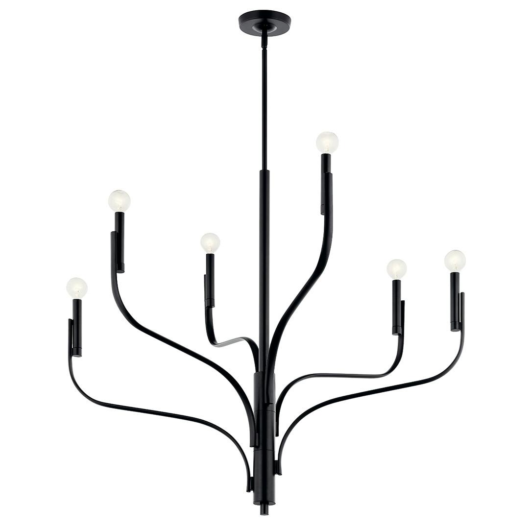 The Livadia 36.25 Inch 6 Light Chandelier in Black on a white background