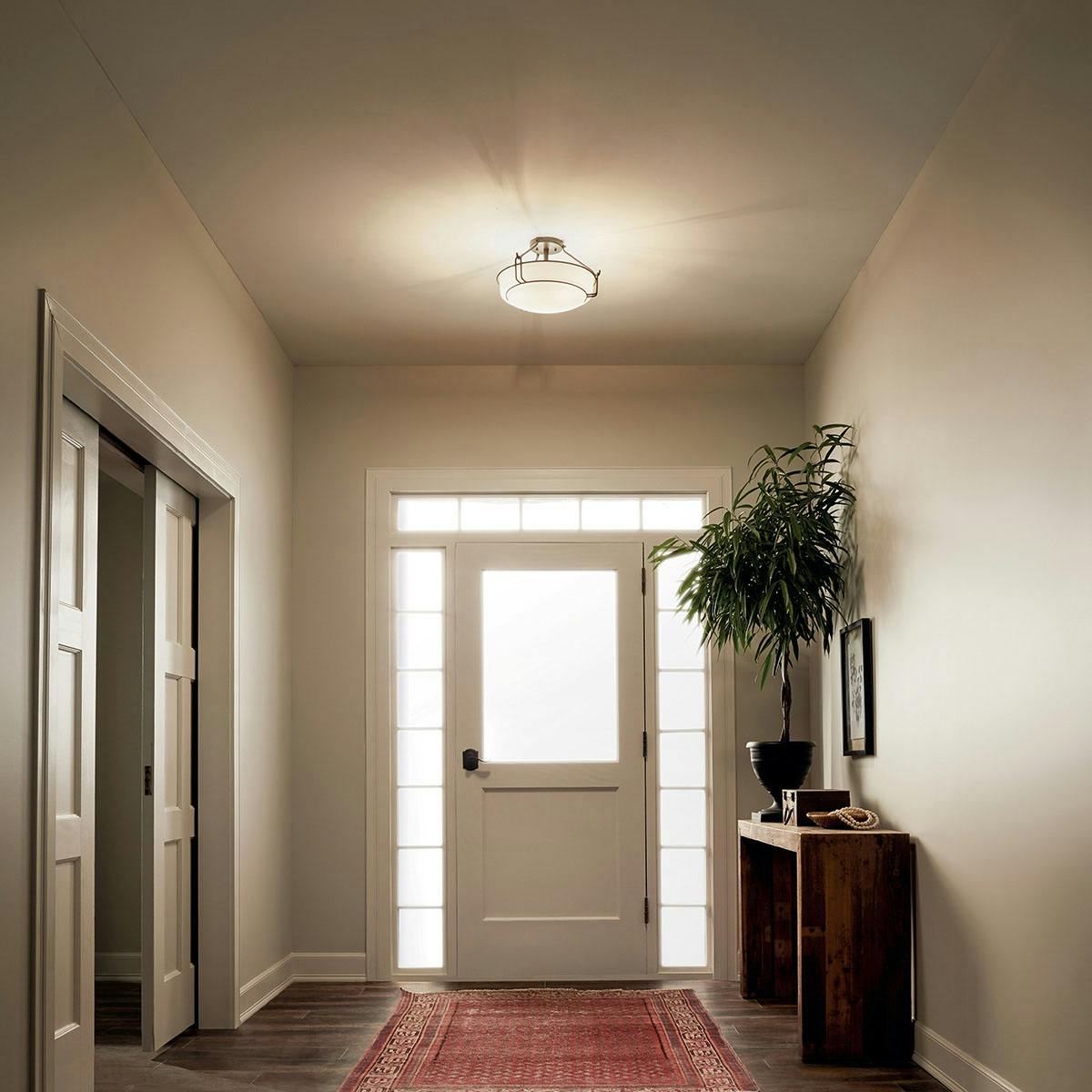 Day time Hallway image featuring Alkire flush mount light 44085OZ