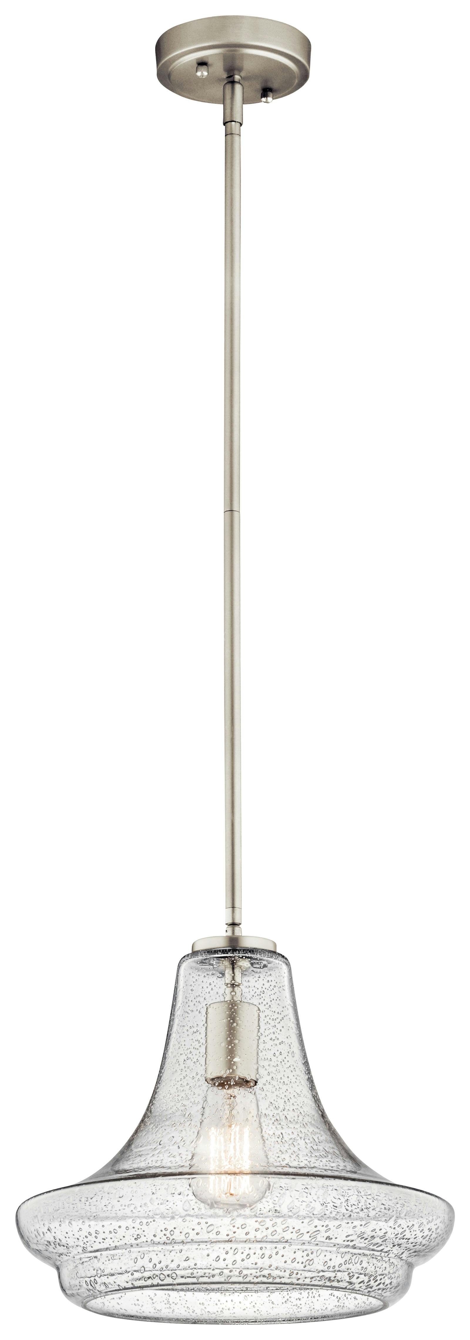 Everly 1 Light Nickel Pendant on a white background