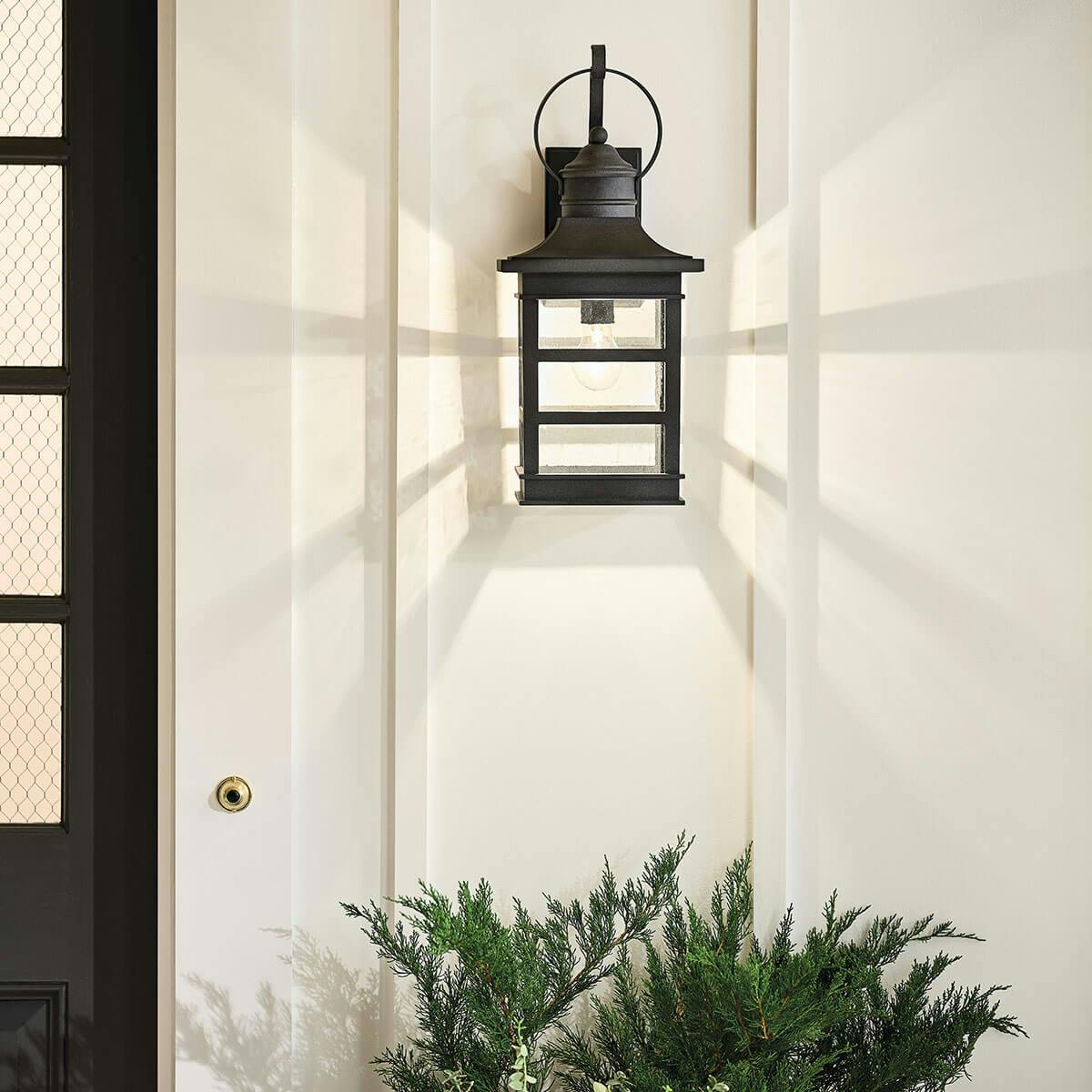 Day time outdoor entryway image featuring Grand Ridge outdoor wall light 39537