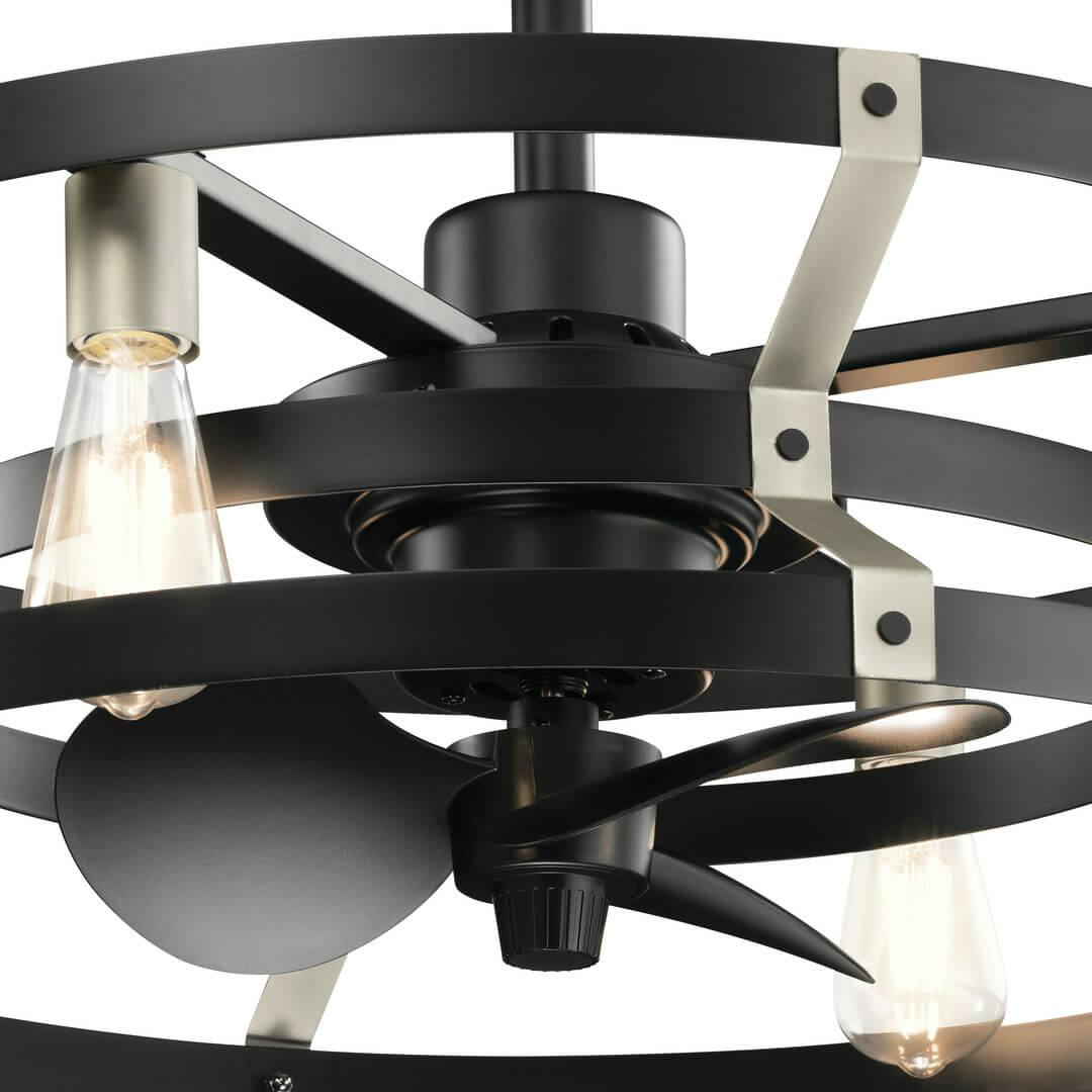 Cavelli 25" fan Satin Black and Nickel on a white background