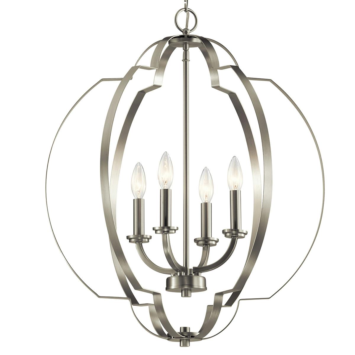 Close up view of the Voleta 26.25" Foyer Pendant Nickel on a white background