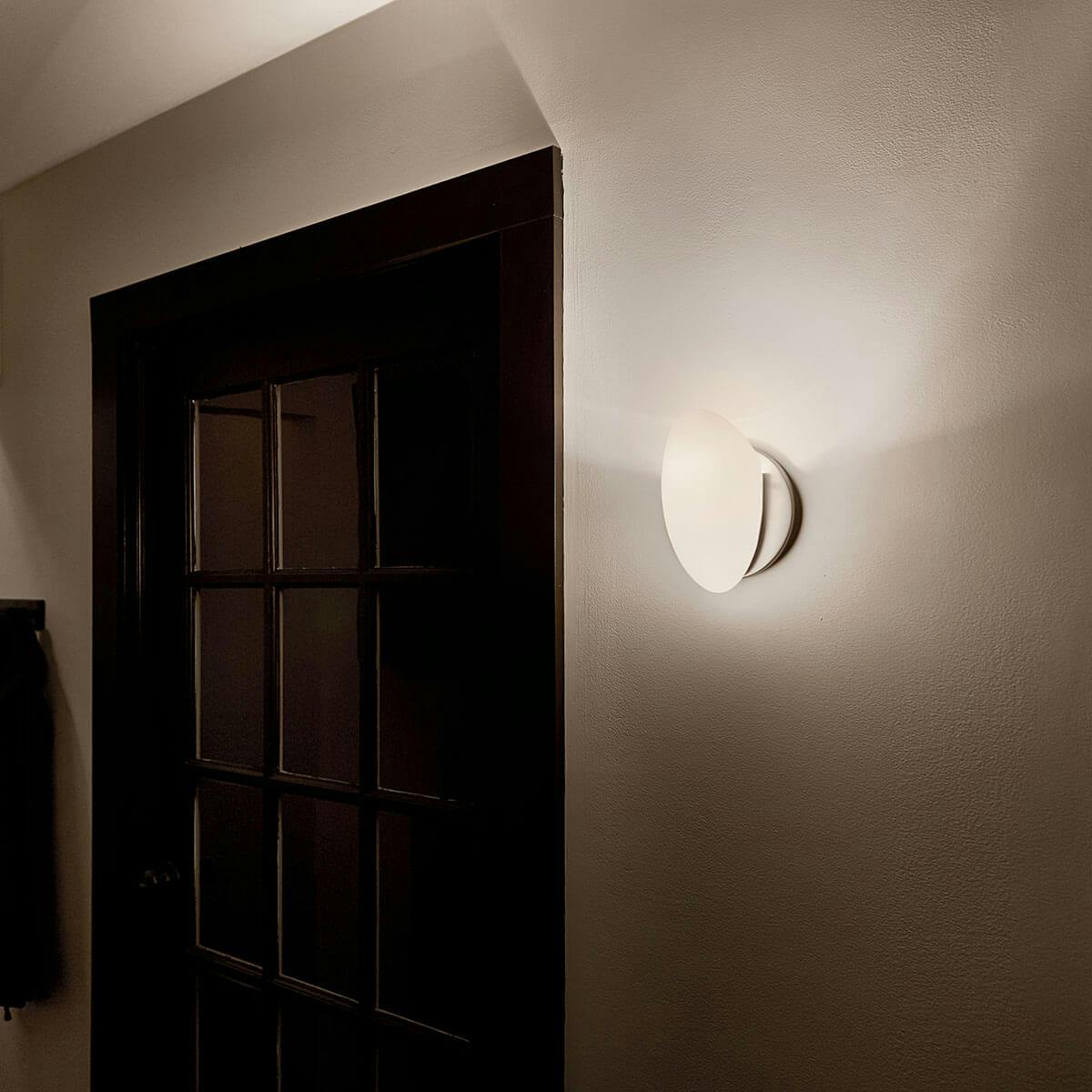 Night time mudroom image featuring Swiss Passport wall sconce 6520NI