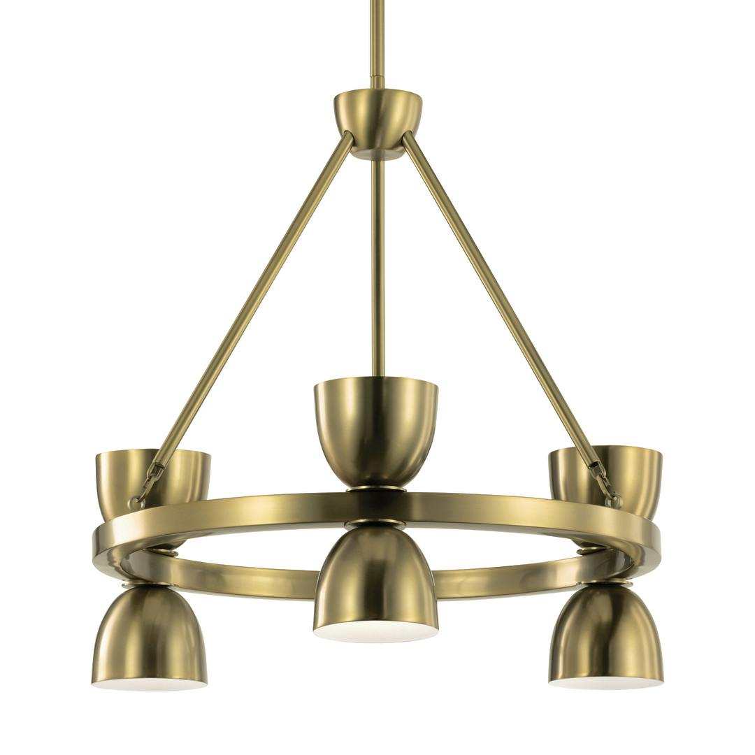 Baland LED 22" 6 Light Chandelier Brass on a white background