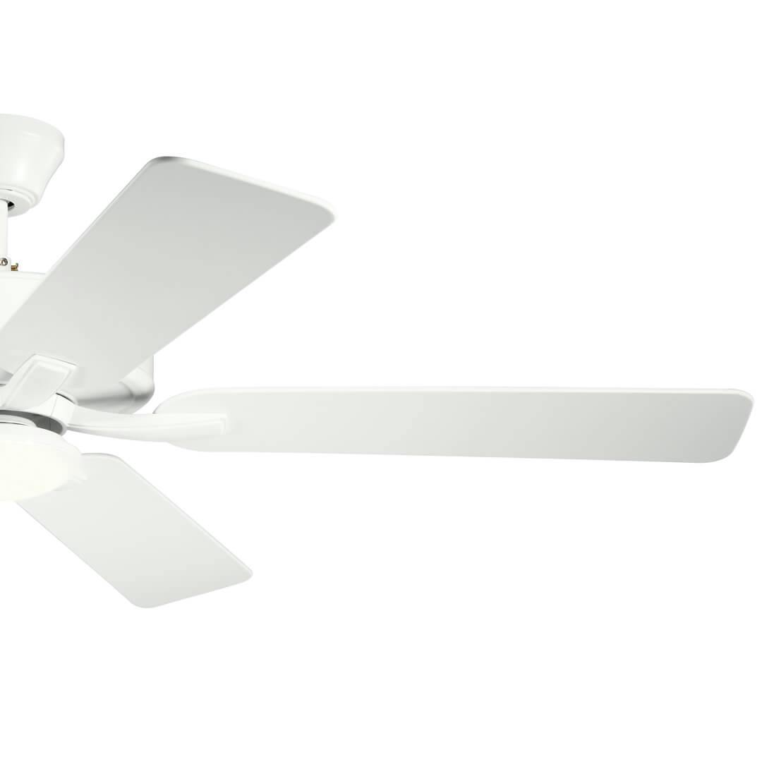 Close up of 52" Basics Pro Designer LED Fan White on a white background